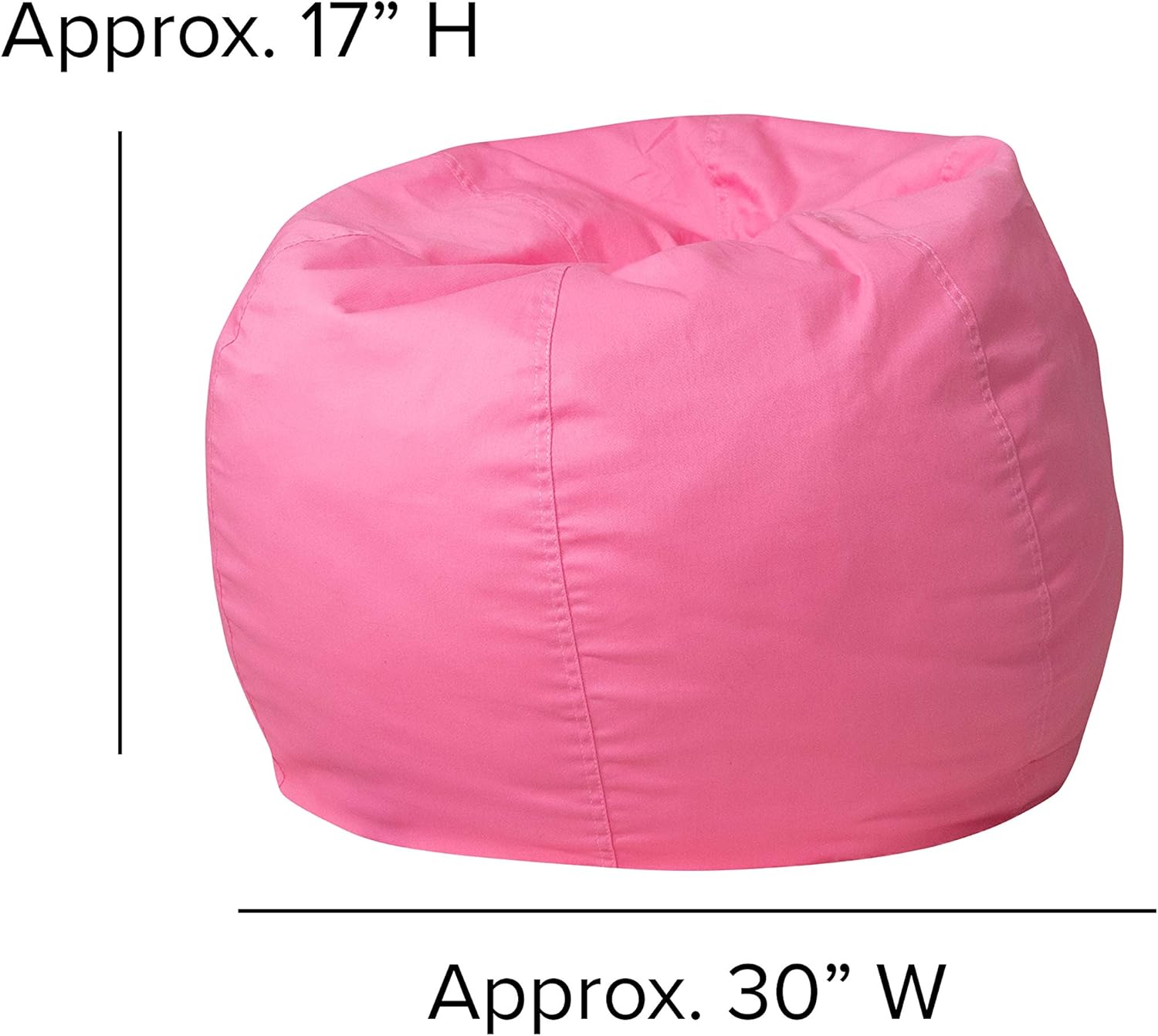 Flash Furniture Puf sólido para niños., Algodón, Rosado claro