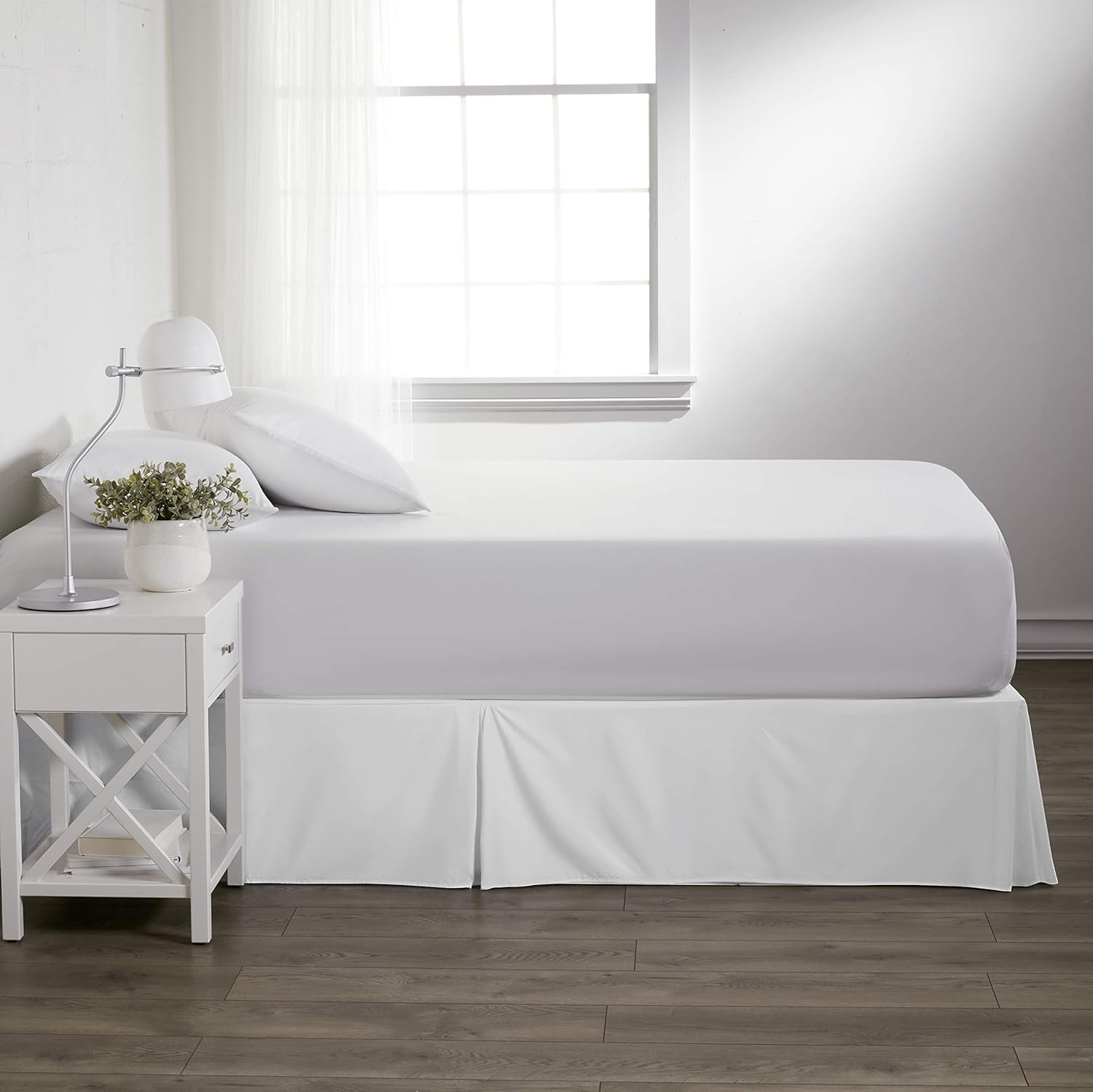 Falda para cama Simply Soft de lino plisada, de alta calidad, funda con volantes para la cama