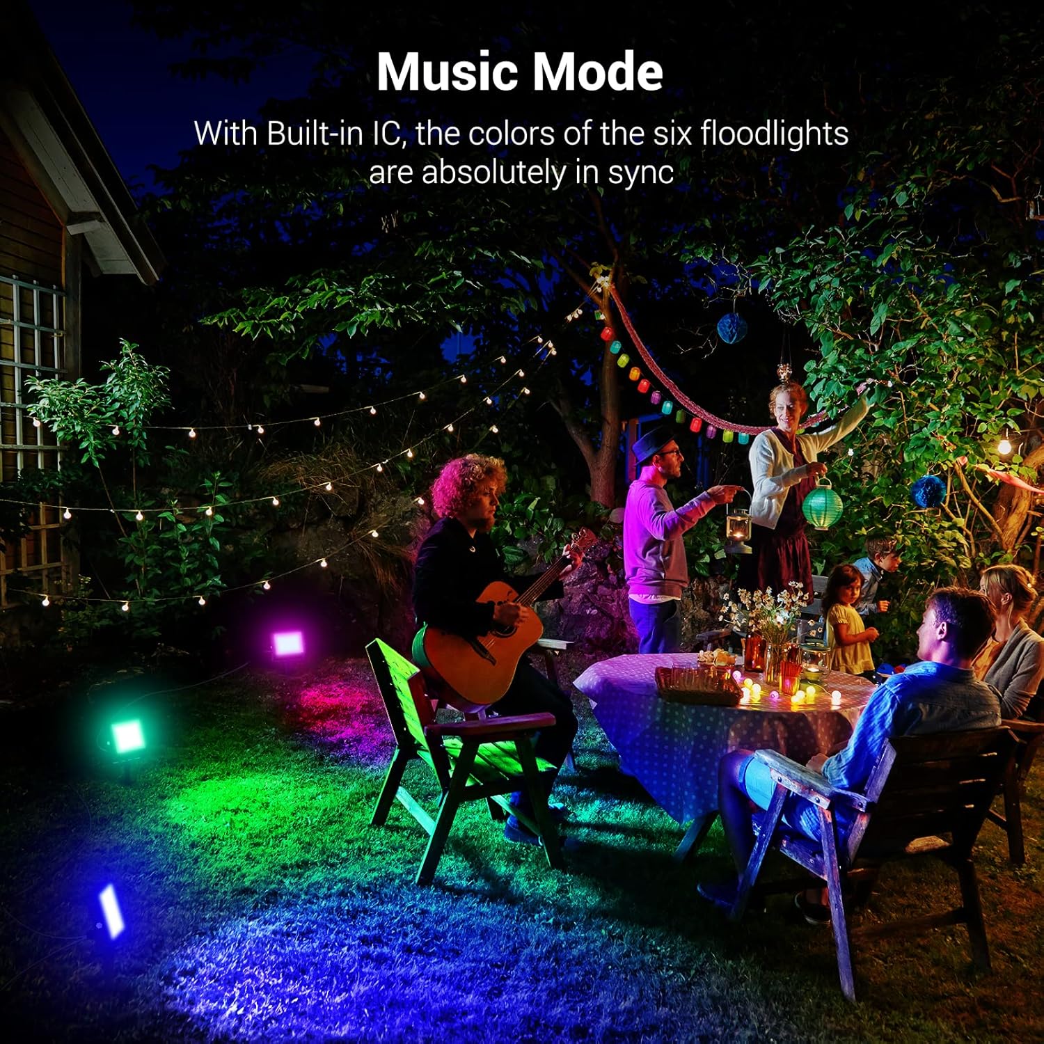 USTELLAR RGBW – Luz de inundación para exteriores, luces inteligentes WiFi para exteriores que cambian de color + blanco cálido 2700K, control total