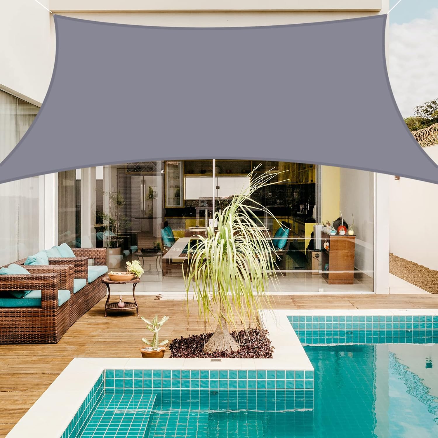 Neween Toldo rectangular impermeable con bloqueo UV para patio y jardín al aire libre (6 x 10 pies, gris)