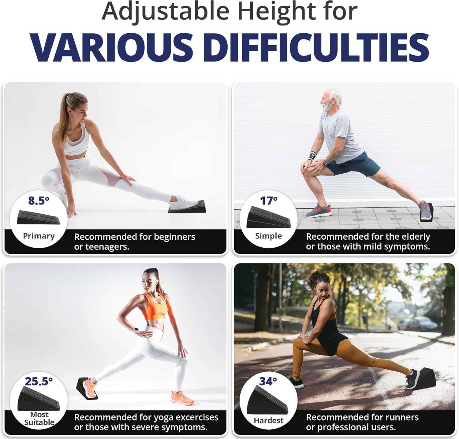 Juego de 3 tablas inclinadas con bolsa de transporte, cualquier lugar donde quieras para estirar pantorrillas, bloque de espuma, cuña, para gimnasio