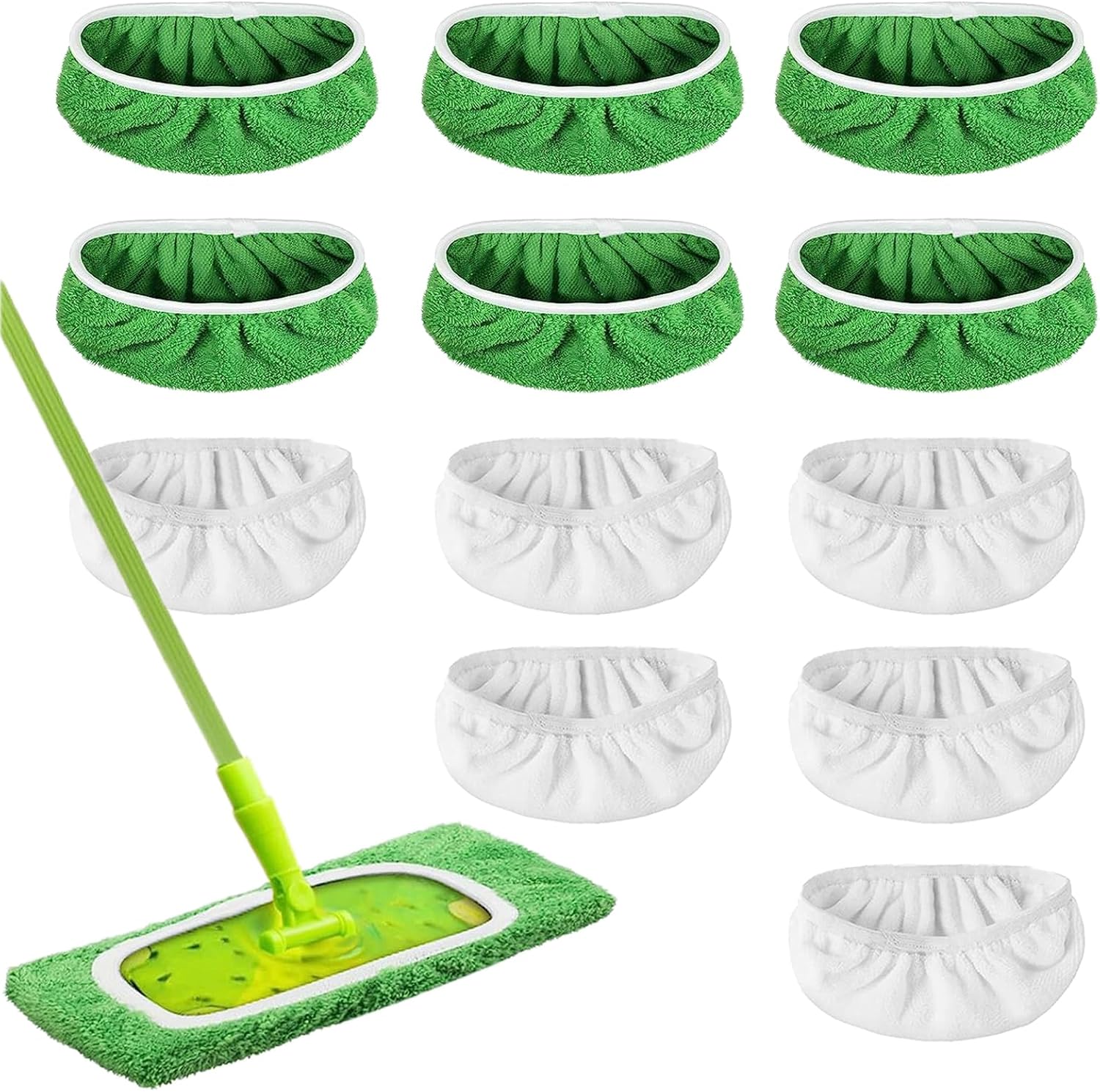 12 almohadillas reutilizables para trapeador Swiffer, 6 almohadillas de microfibra lavables para mopa húmedaseca y 6 almohadillas de fregona 100%
