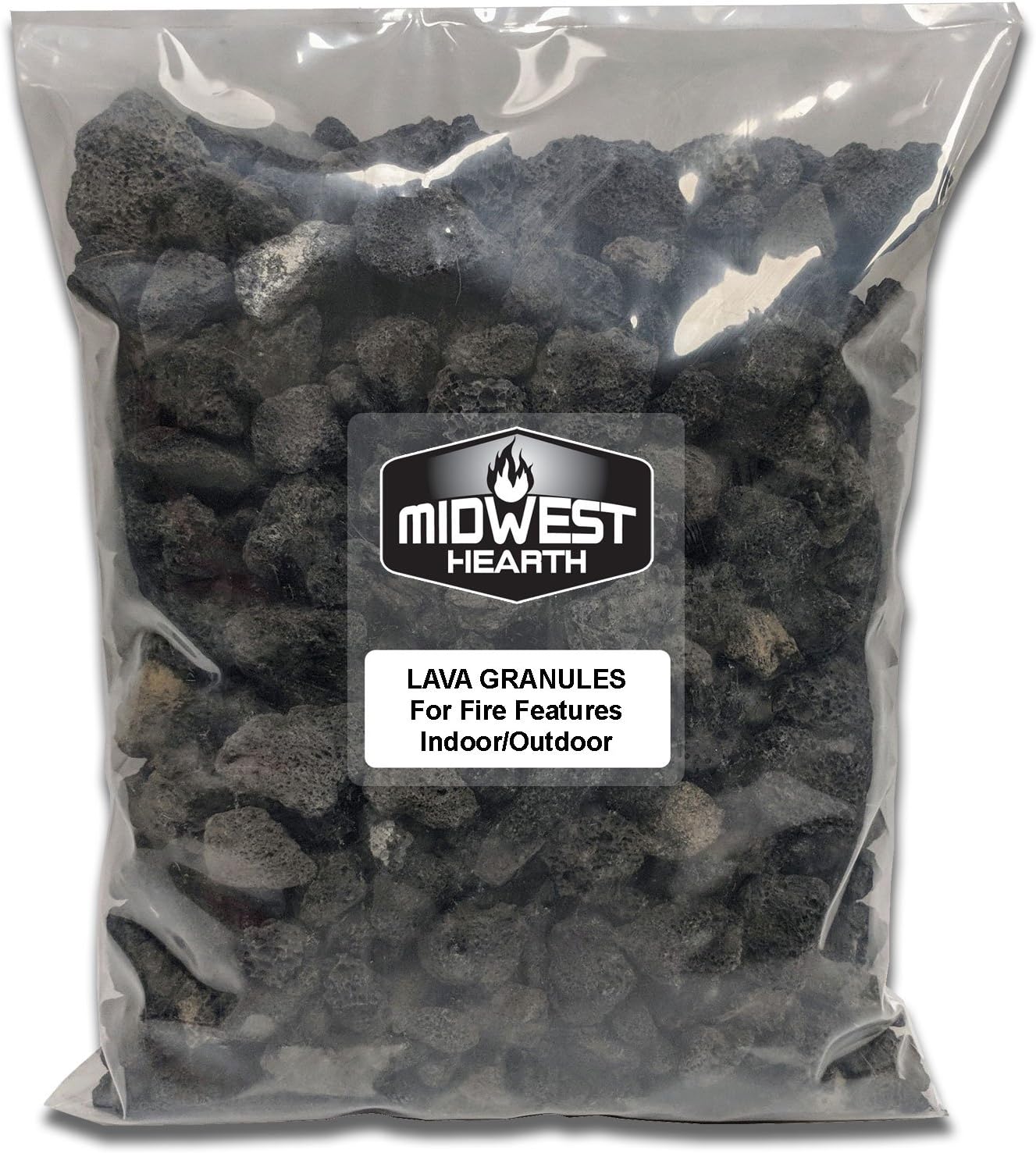 Midwest Hearth Roca de lava para fogatas y juegos de troncos de gas, color negro de 58 a 1-12 pulgadas (bolsa de 10 libras)