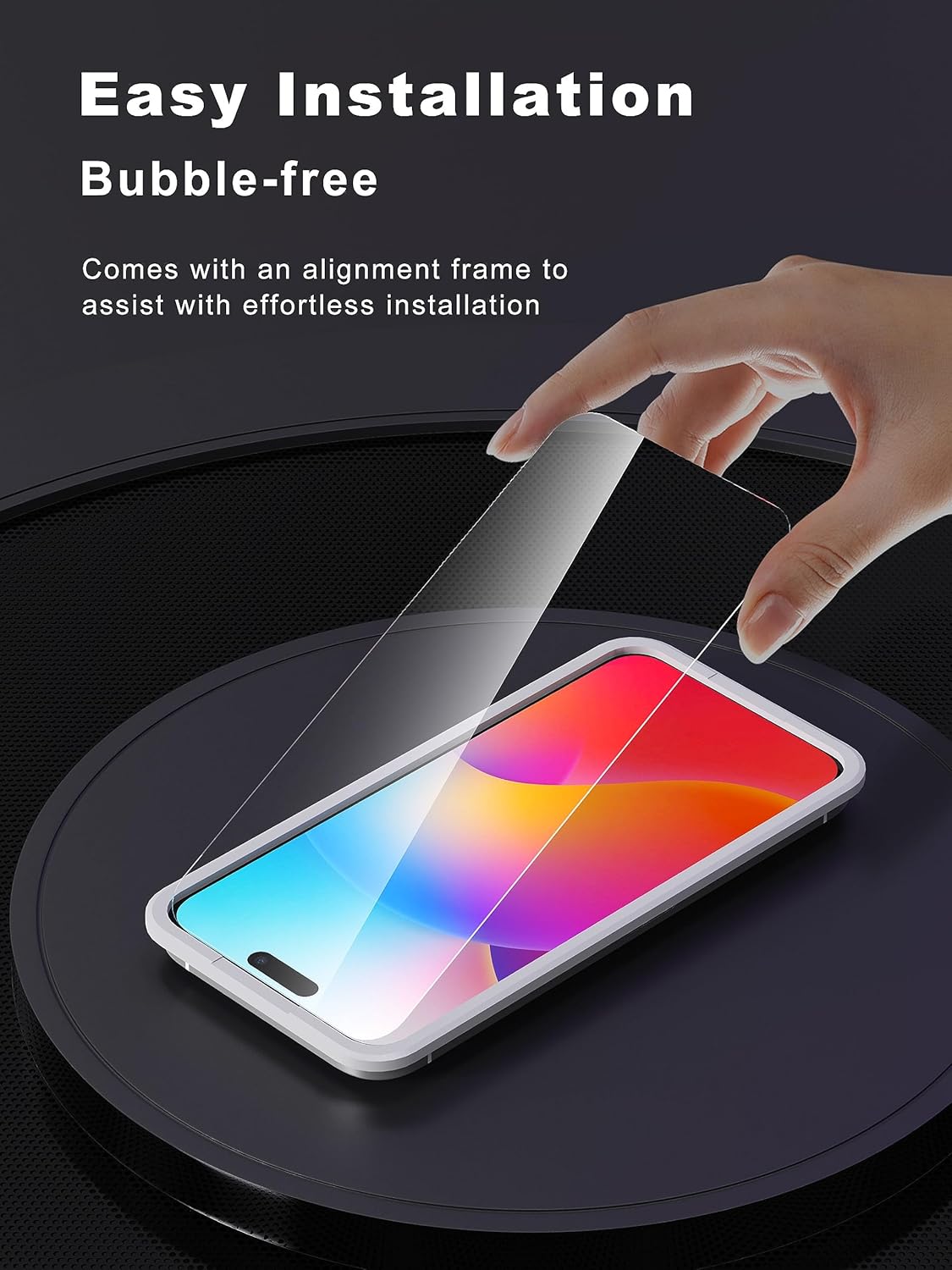 Protector de pantalla compatible con iPhone 15 Pro de 6.1 pulgadas, protector de pantalla de vidrio templado HD anti luz azul, fácil instalación,