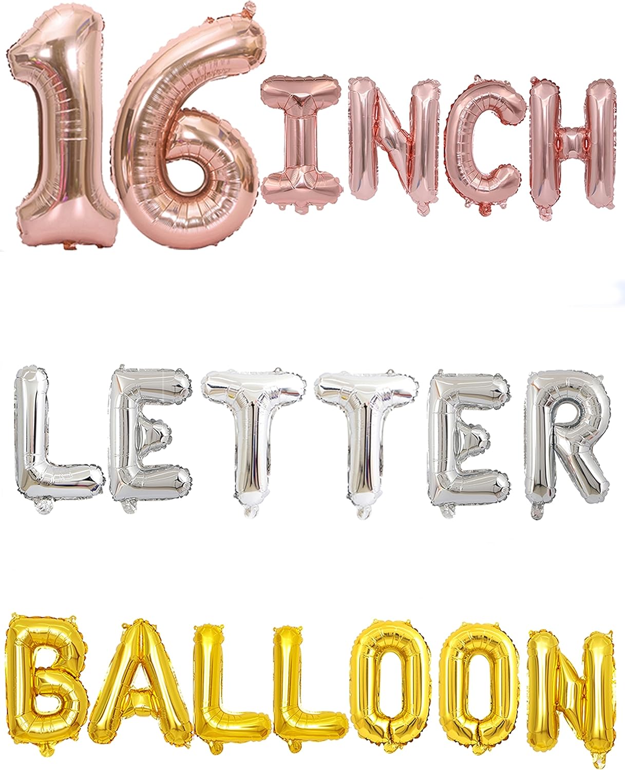 Globos de letras de 16 pulgadas, letras de globo personalizadas, globos de letras doradas, letras plateadas, globos de letras de oro rosa, diseña
