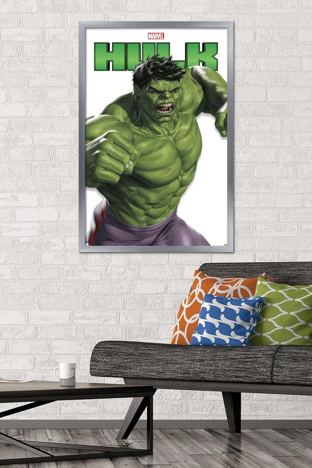 Trends International Marvel Comics – Póster de pared de la serie de características de Hulk, 22.37 x 34.00 pulgadas, versión enmarcada plateada