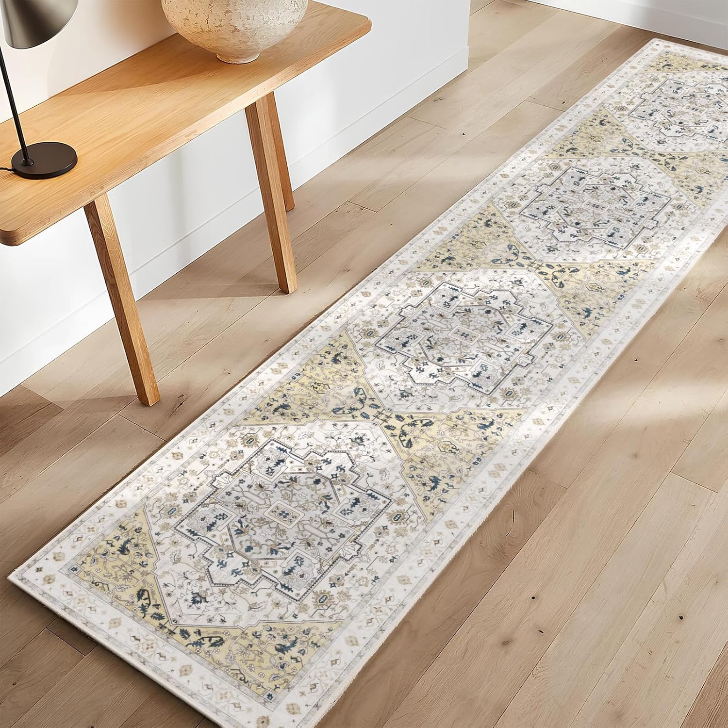 Carvapet Alfombra vintage suave y bohemia antideslizante y resistente a las manchas para cocina, sala de estar, dormitorios, pasillos, salas de