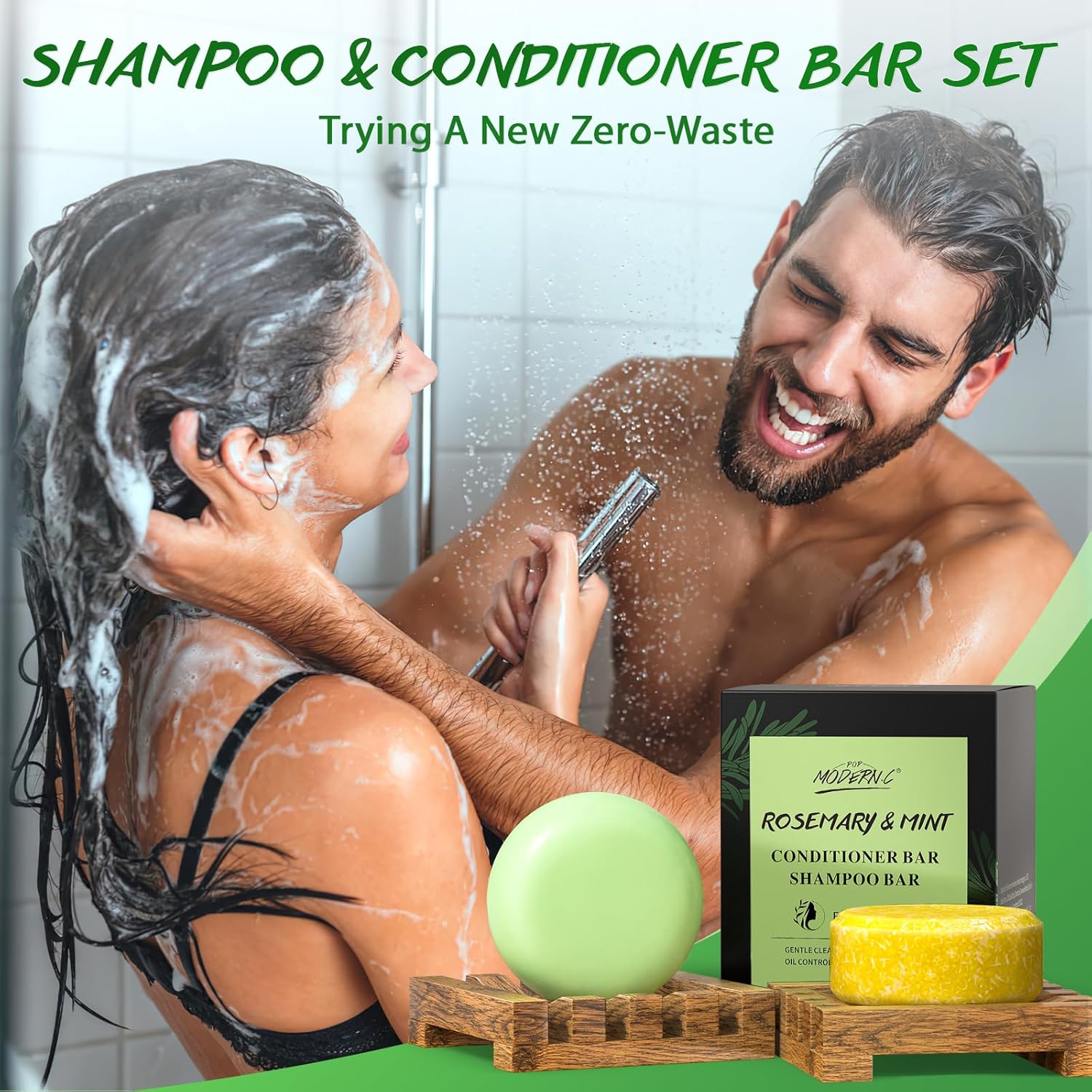Juego de champú y acondicionador de romero en barra para el crecimiento del cabello, champú sólido acondicionador jabón para cabello lacio, rizado,