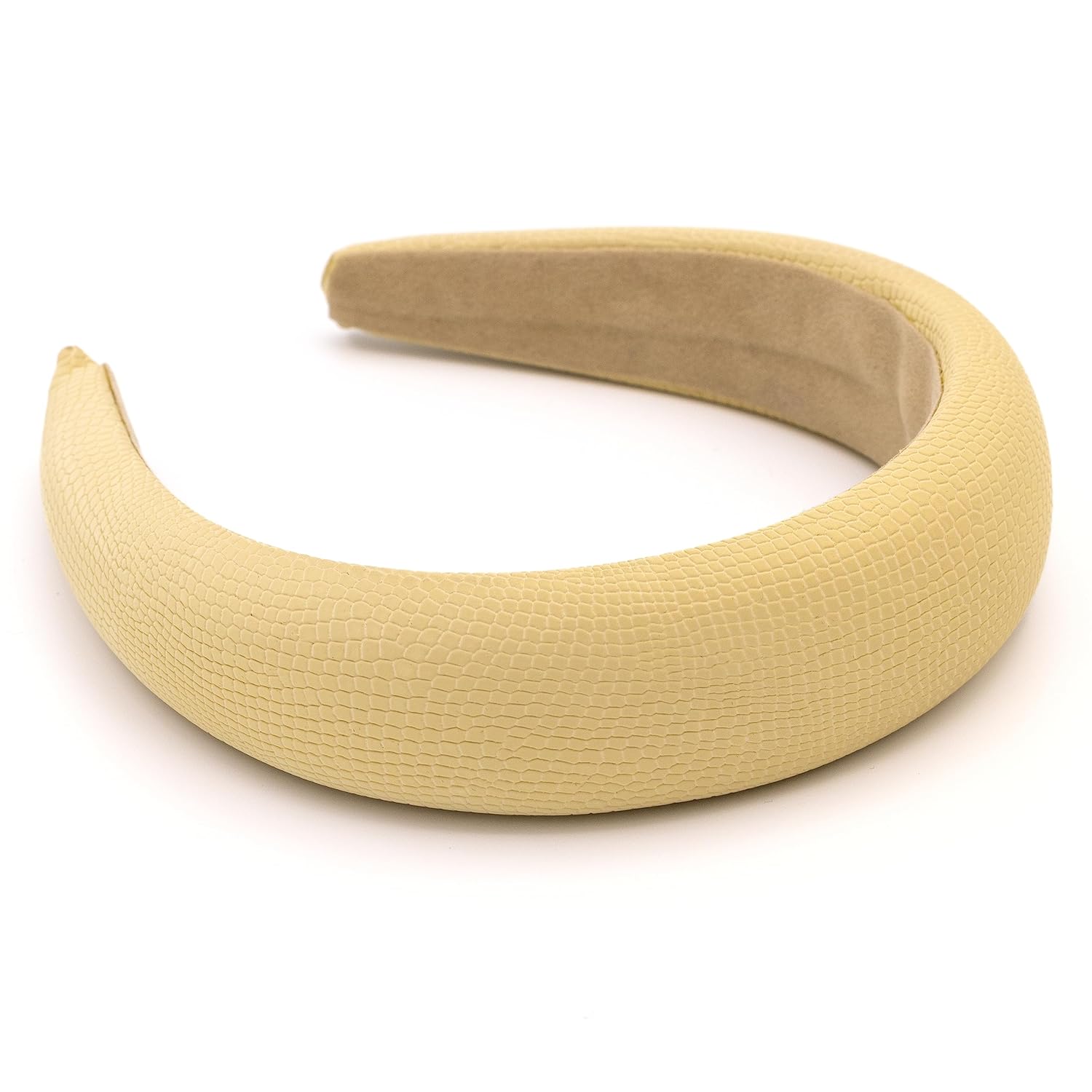 Diadema ancha acolchada para mujer (cuero vegano crema texturizado)