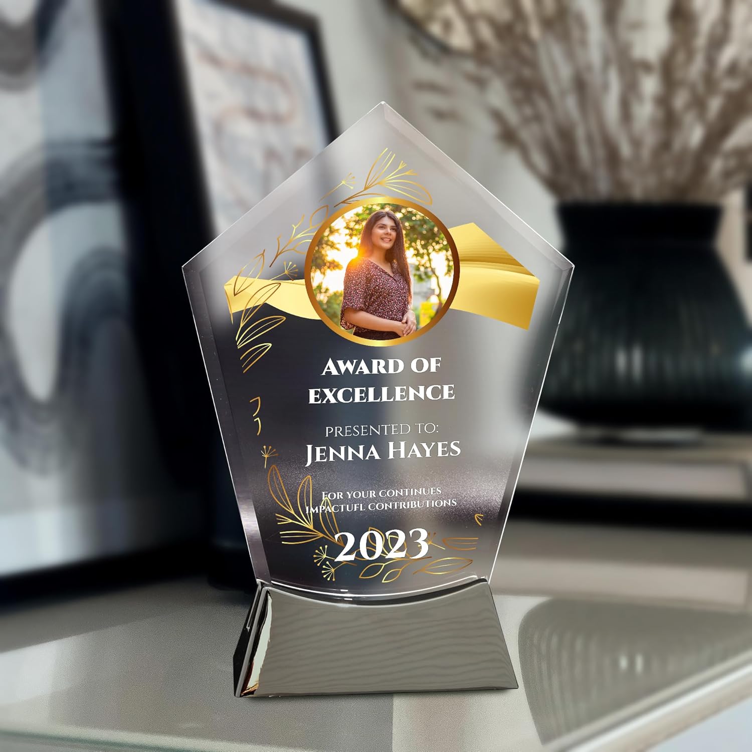 Placa de vidrio personalizada de 7 12 pulgadas para premios y trofeos, premio personalizado para empleado del mes, regalo de jubilación, liderazgo y