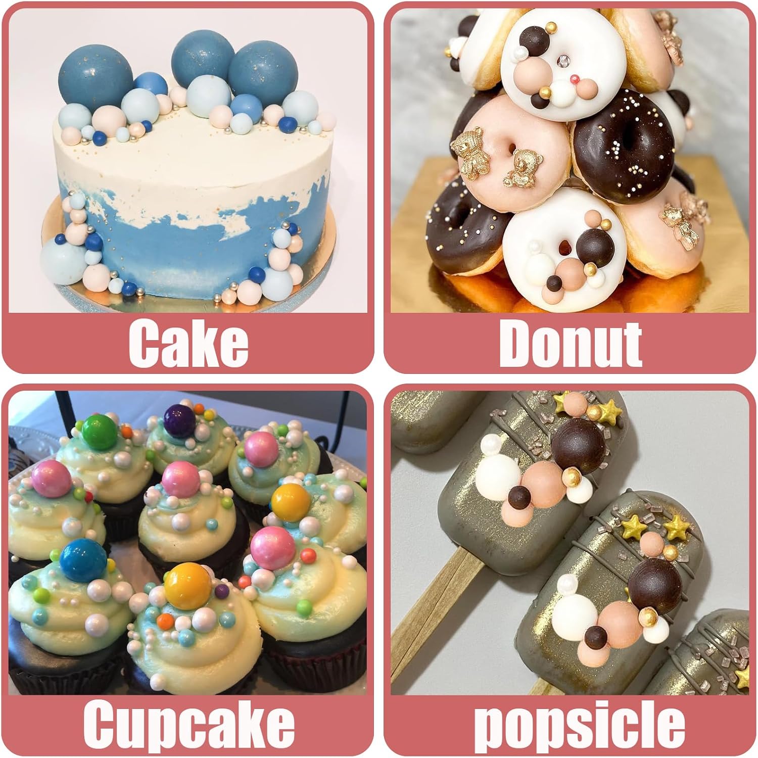 Molde de fondant de perlas 3D, 2 unidades, moldes de silicona de chocolate semiesferas para decoración de pasteles, dulces, azúcar, cupcakes,