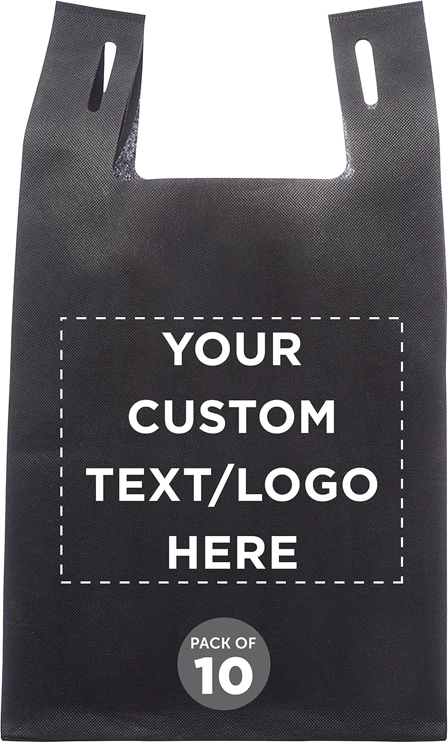 DISCOUNT PROMOS Bodega – Juego de 10 bolsas de mano ligeras personalizadas, reutilizables, ideales para comestibles, ferias comerciales, recuerdos