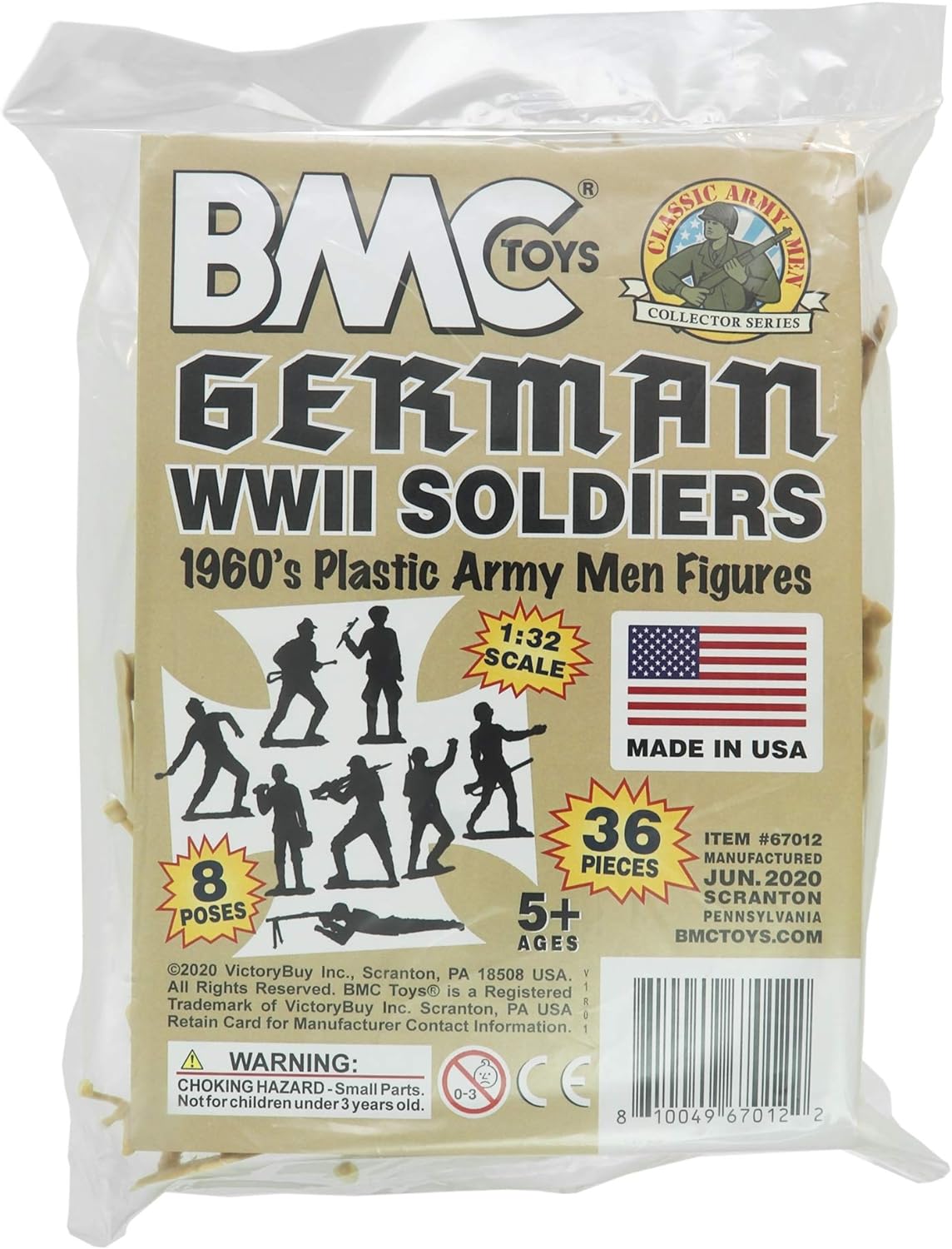 BMC Classic MPC – Figuras de soldado alemán de plástico alemán para hombre, color bronceado, 36 piezas, fabricado en EE. UU