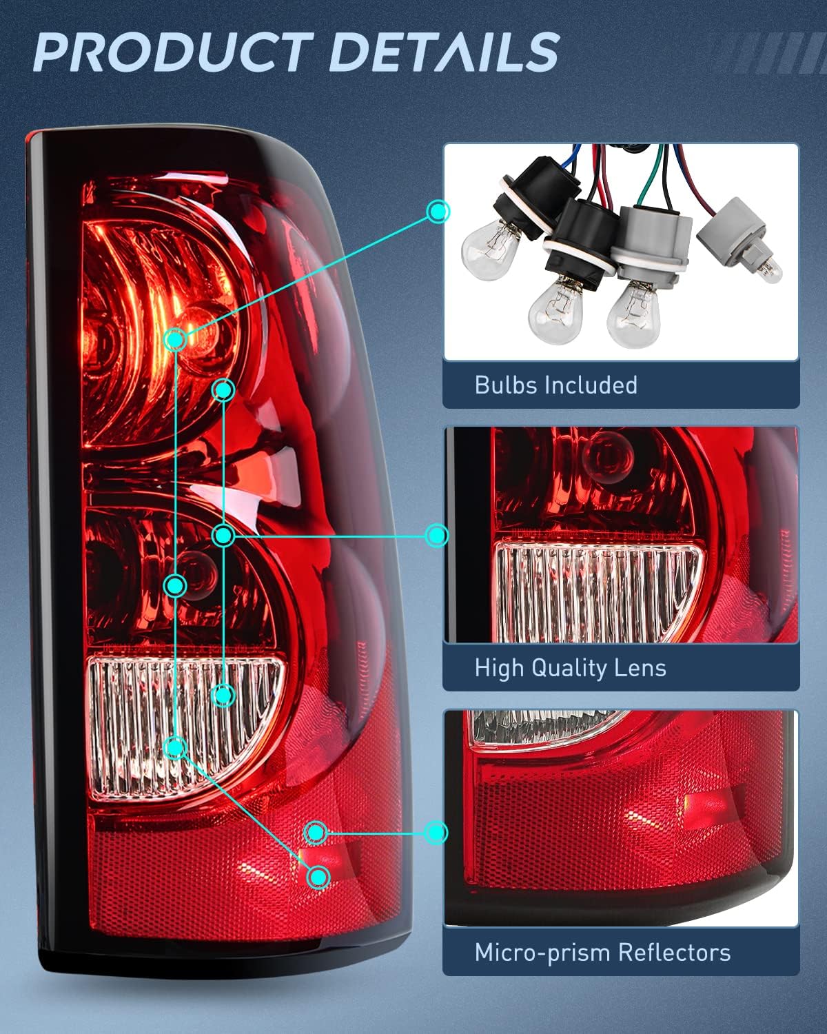Nilight Conjunto de luz trasera del lado del pasajero para Chevy Silverado 1500 1500HD 2500 2500HD 3500 2007 Chevy Silverado Classic OE estilo