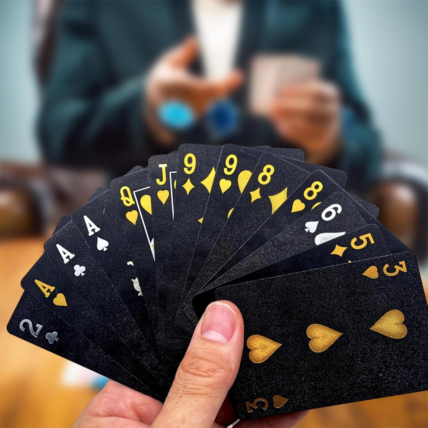 Obokata Waterproof Cards, Black Playing Cards, Deck of Cards, Plastic Waterproof Playing Cards, Poker for Pool Game, Family Party Game, Camping.