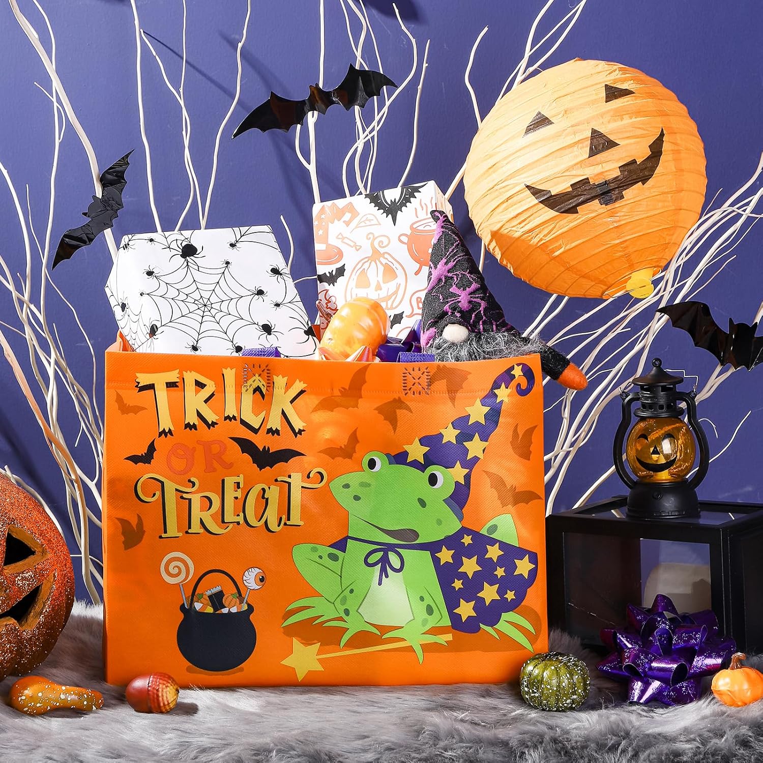 Loveinside Bolsas de regalo recicladas medianas de Halloween con asas, bolsa de regalo reutilizable para fiesta de Halloween, bolsa de compras – 13