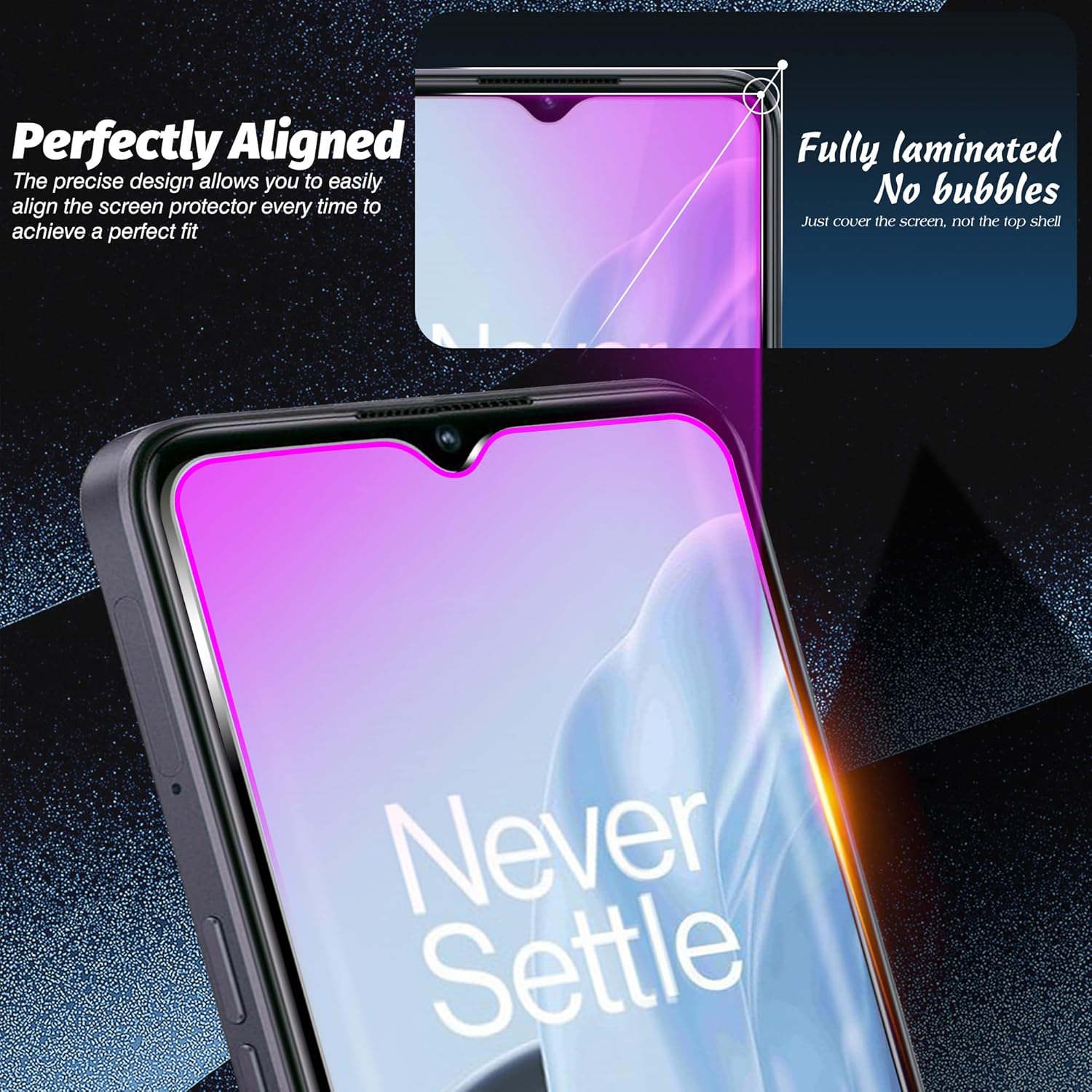 Orzero Paquete de 4 protectores de pantalla de vidrio templado compatibles con Oneplus Nord N300 5G, bordes de arco 2.5D, antiarañazos, alta