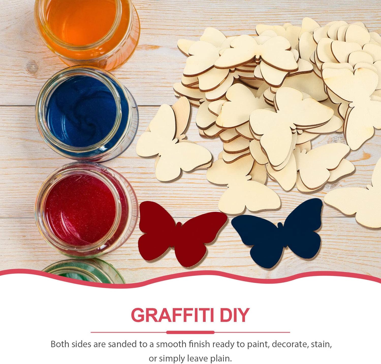 50 piezas de mariposas para adultos, madera natural en blanco en blanco con forma de mariposa, recortes para manualidades, boda, decoración del