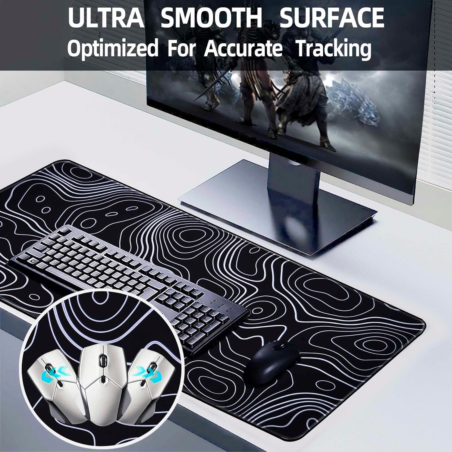Alfombrilla de mouse grande para escritorio, alfombrilla de mouse grande para juegos, 31.5 x 11.8 pulgadas, alfombrilla de mouse para juegos,