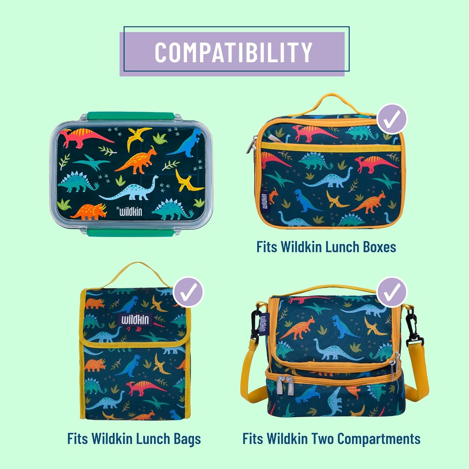 Wildkin Recipiente de plástico para alimentos para niños y niñas, perfecto para guardería y preescolar, recipientes de almacenamiento de alimentos
