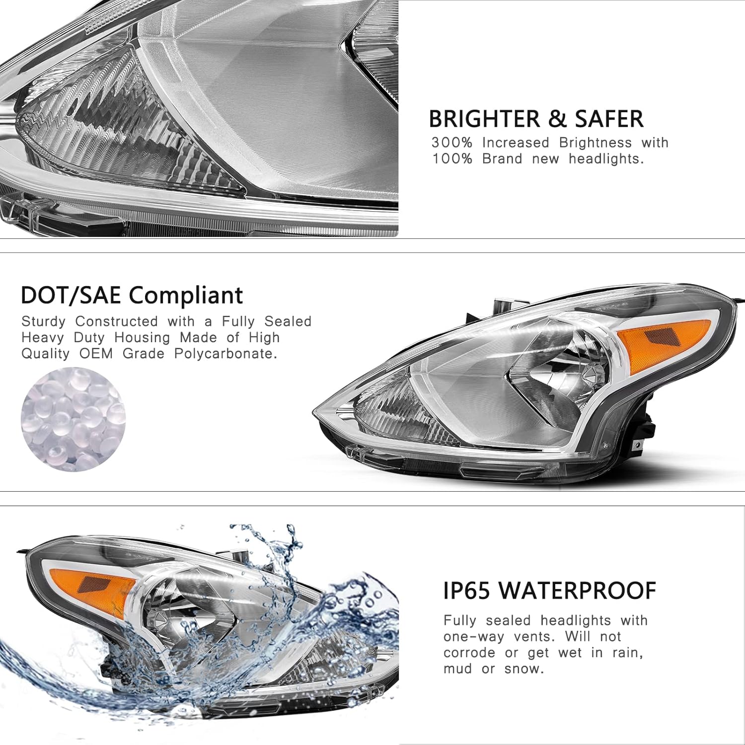 VehicleAid Conjunto de faros delanteros compatible con Nissan Versa 2015, 2016, 2017, 2018, 2019, lado izquierdo del conductor