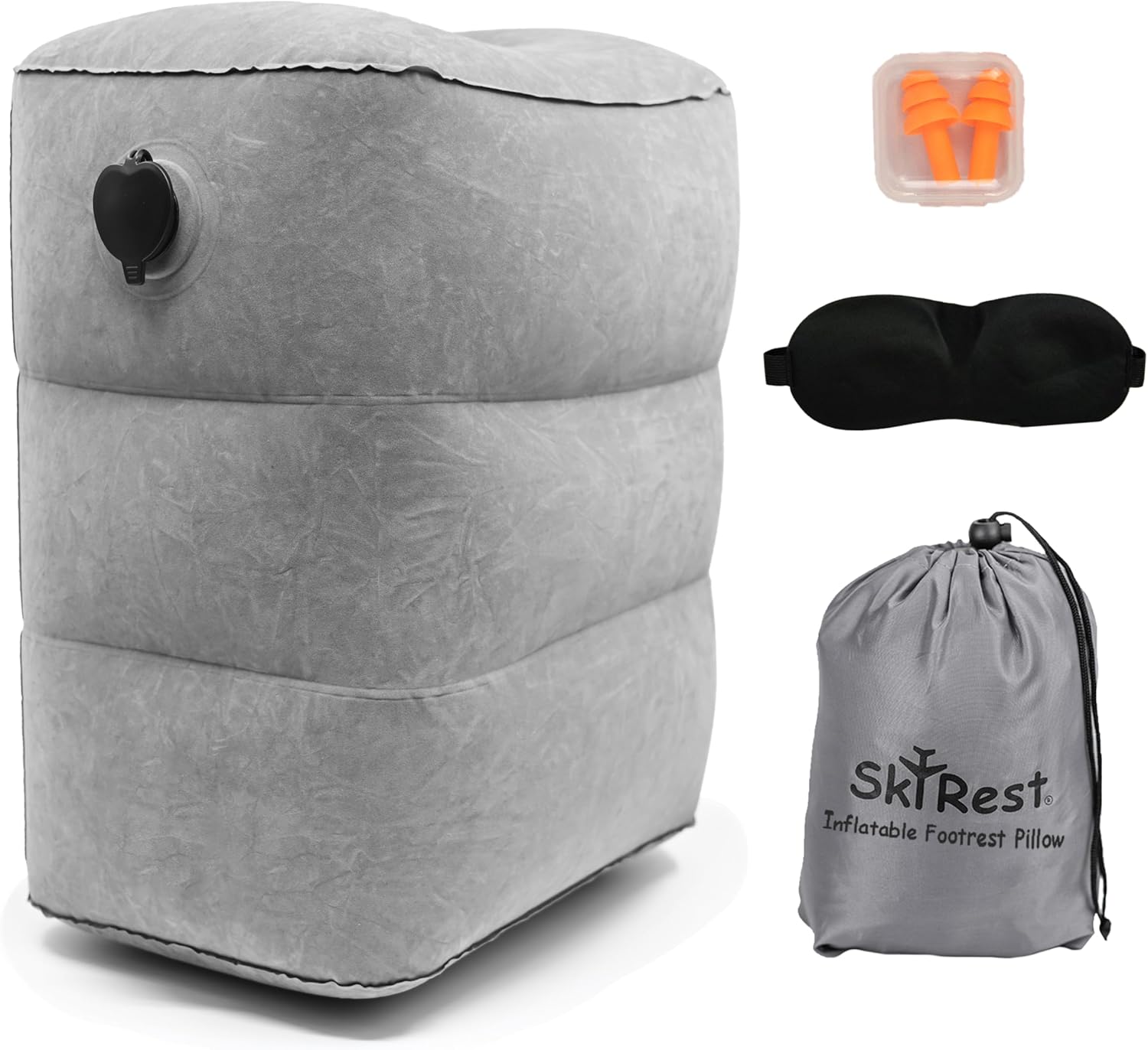 Skyrest Almohada inflable para viajes, reposapiés estándar de avión para viajes en avión, automóvil, tren, hogar y oficina, cama de avión para niños