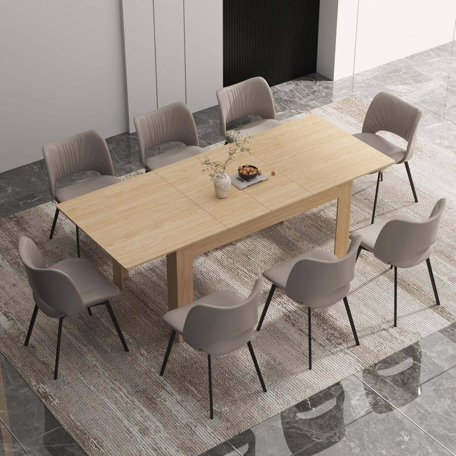 Mesa de comedor extensible para 6 a 10 personas, mesa de comedor de madera, moderna mesa extensible para reuniones, reuniones para cocinas pequeñas,