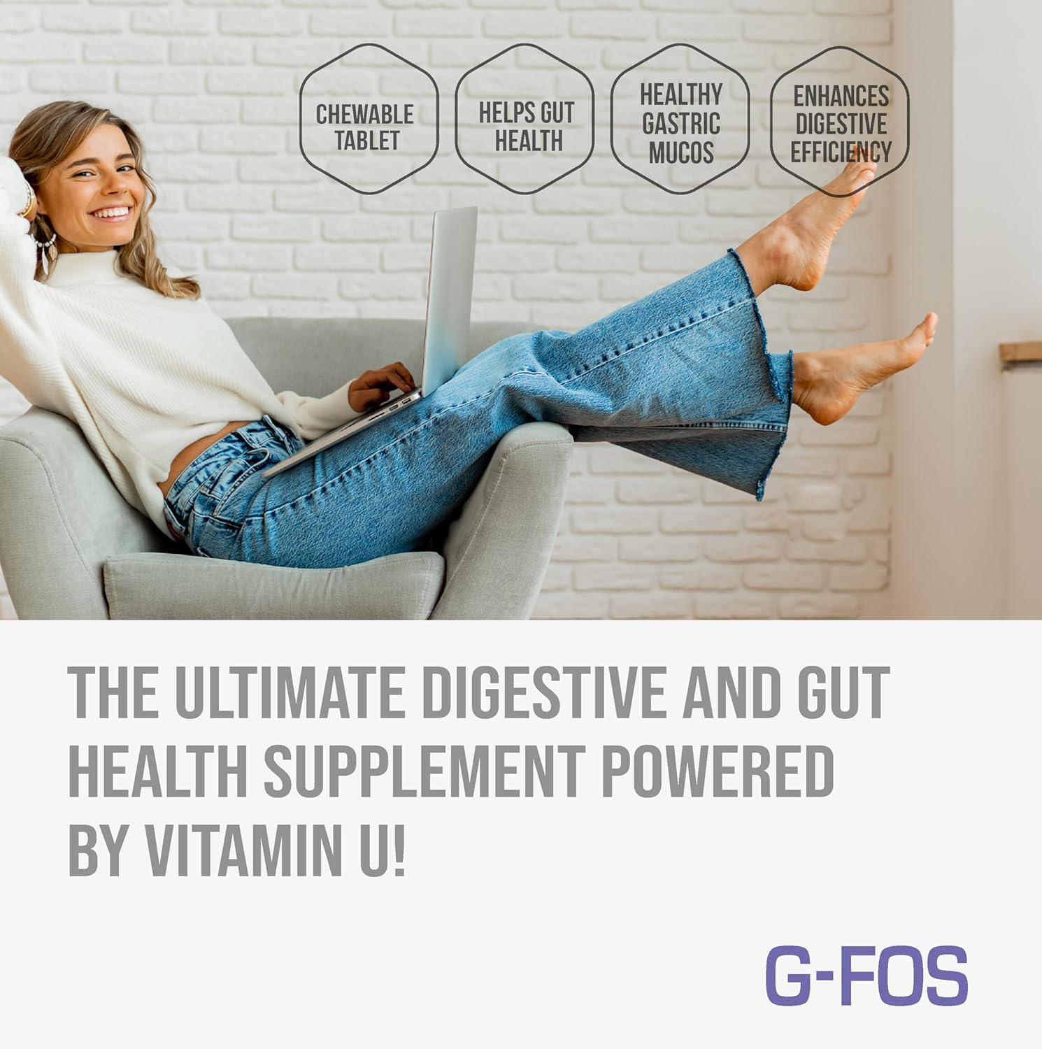 NANOWELL Suplemento de salud digestiva G-FOS, vitamina U, 90 tabletas x 2 botellas durante 2 meses (180 unidades)