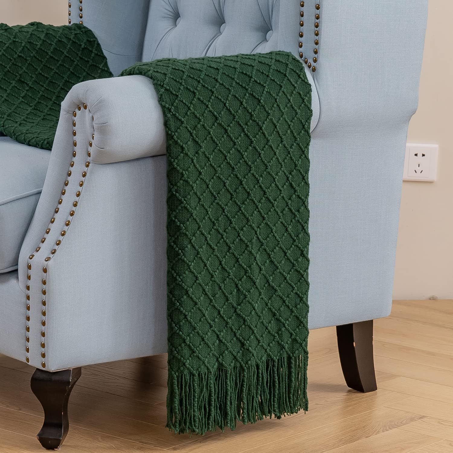 Manta para el sofá, manta de punto suave y acogedora con borla, manta decorativa ligera para el sofá, silla, cama, viajes y sala de estar, apta para