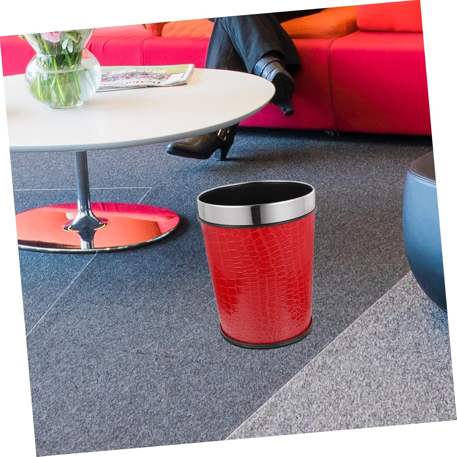 Bote de basura chino Contenedores de plástico Decoración para oficina Papelera de plástico para desperdiciar cubos de papel Cubo de basura retro
