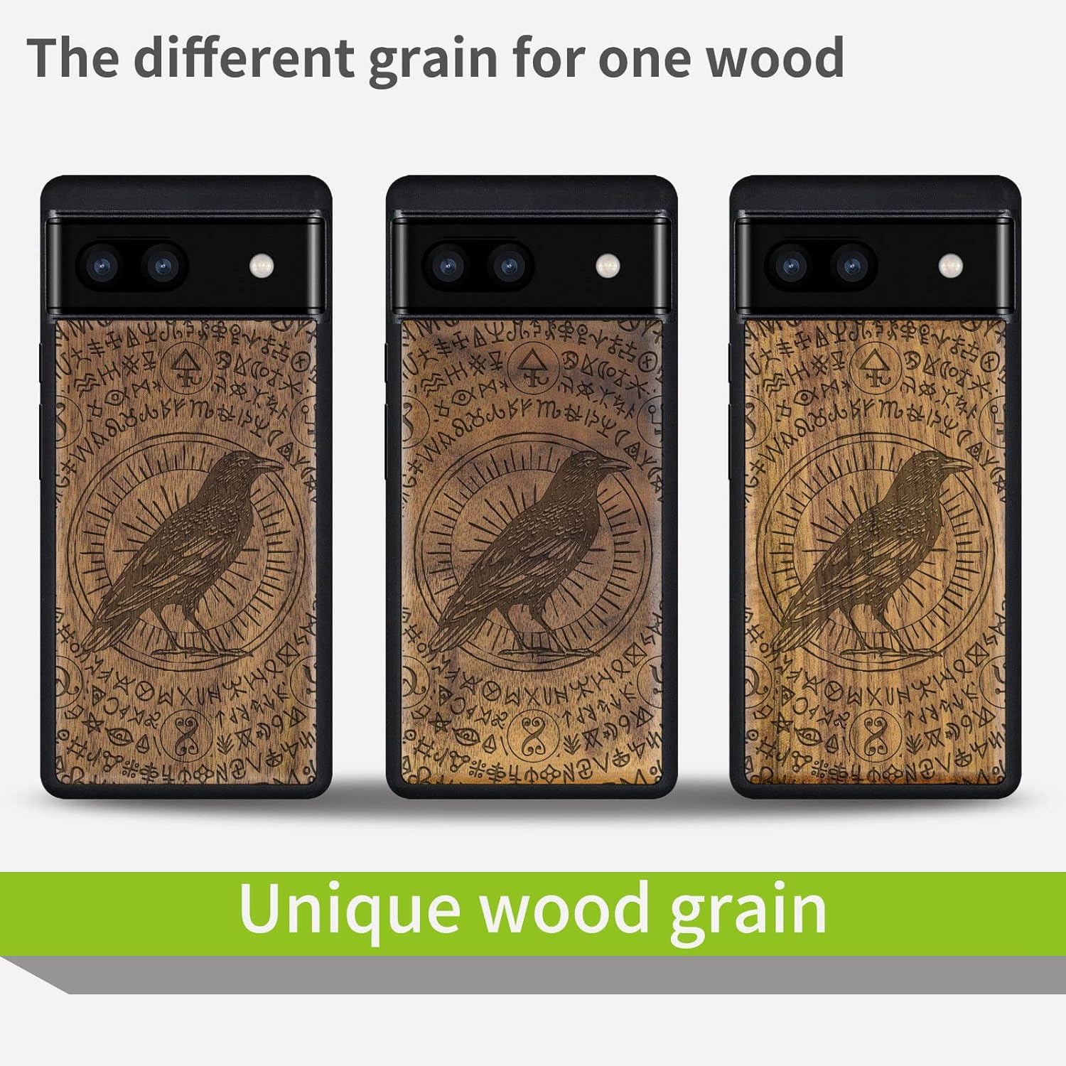 Carveit Funda de madera para Pixel 6a 2022 madera natural y TPU suave negro a prueba de golpes, funda de madera única compatible con Google Pixel 6a