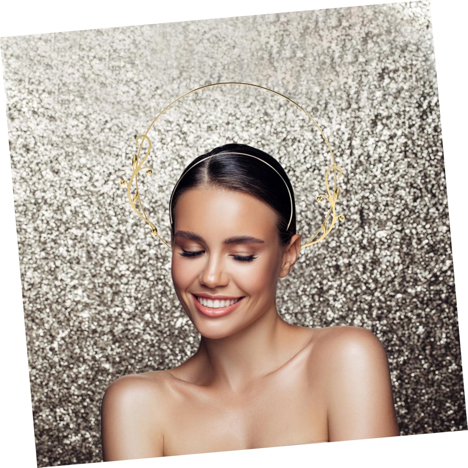 Abaodam Diadema con halo de Nuestra Señora, diadema para niña de flores, ropa de estrella, accesorios de novia, pelo de diosa, Cuero falso