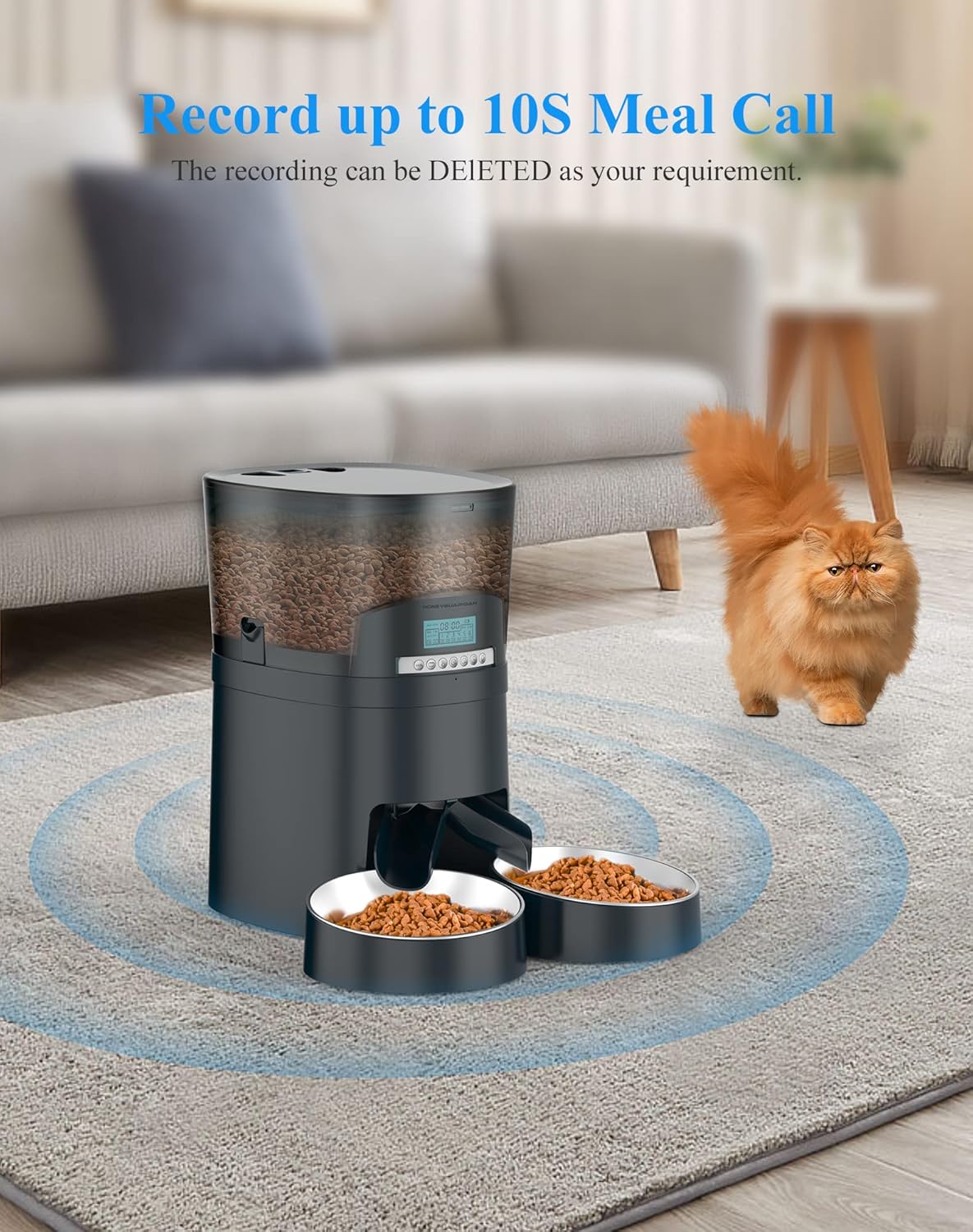 HoneyGuaridan – Comedero automático para gatos, 4.5L, dispensador de alimentos para 2 gatos, perros, dispensador de alimentos para gatos, control de