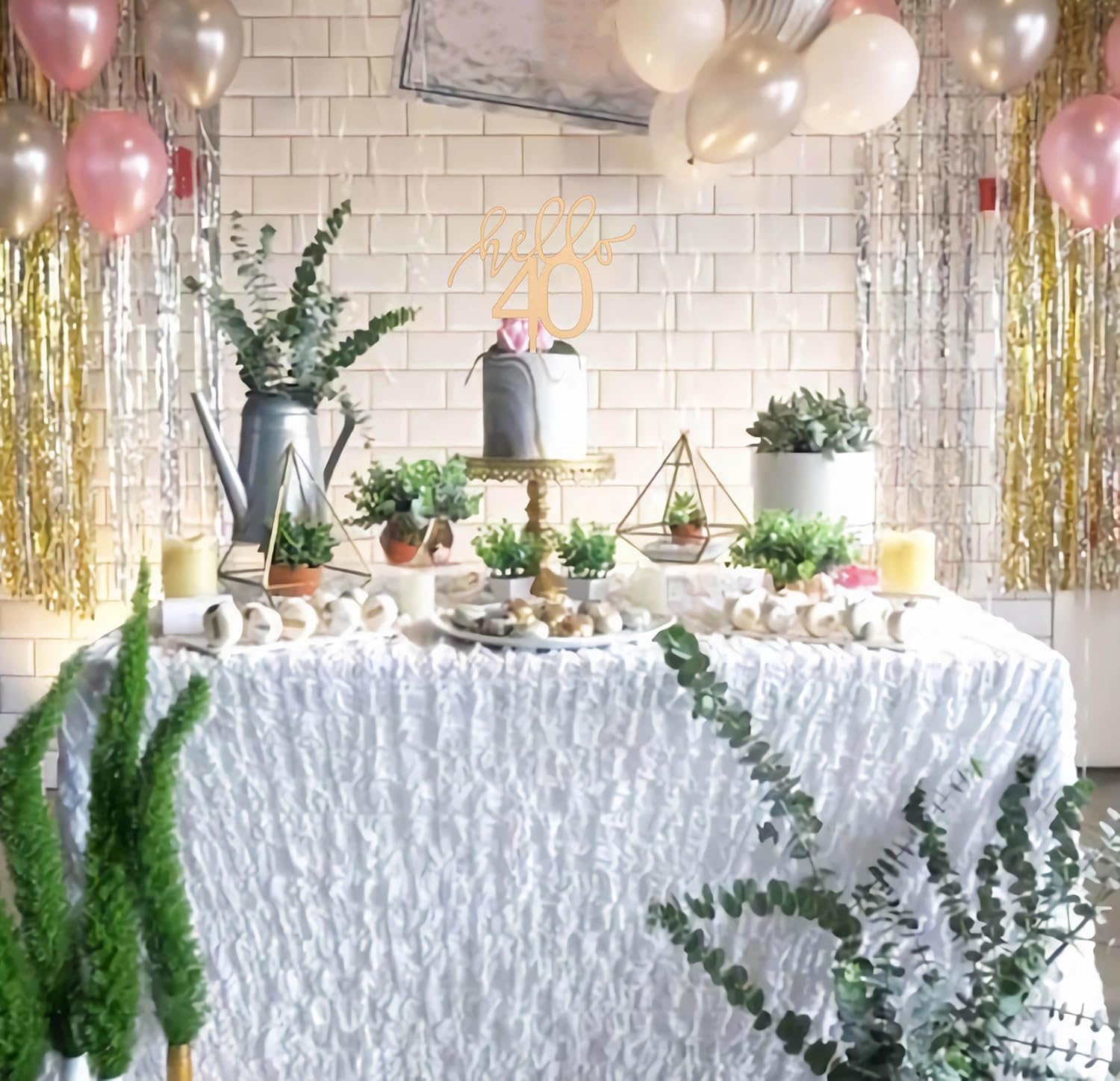 MRAPPY Decoración para pastel de 40 cumpleaños con texto en inglés Hello 40, decoración de pastel de cumpleaños 40 para mujeres u hombres,