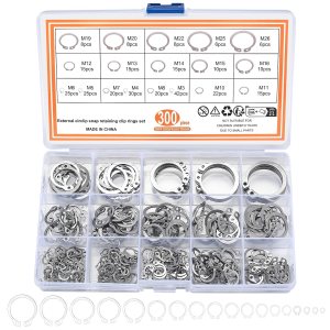 Juego de 300 anillos de retención, kits de anillos de presión internos, anillos de clip de retención externos de acero inoxidable, 18 tamaños, juego Juego de 300 anillos de retención, kits de anillos de presión internos, anillos de clip de retención externos de acero inoxidable, 18 tamaños, juego