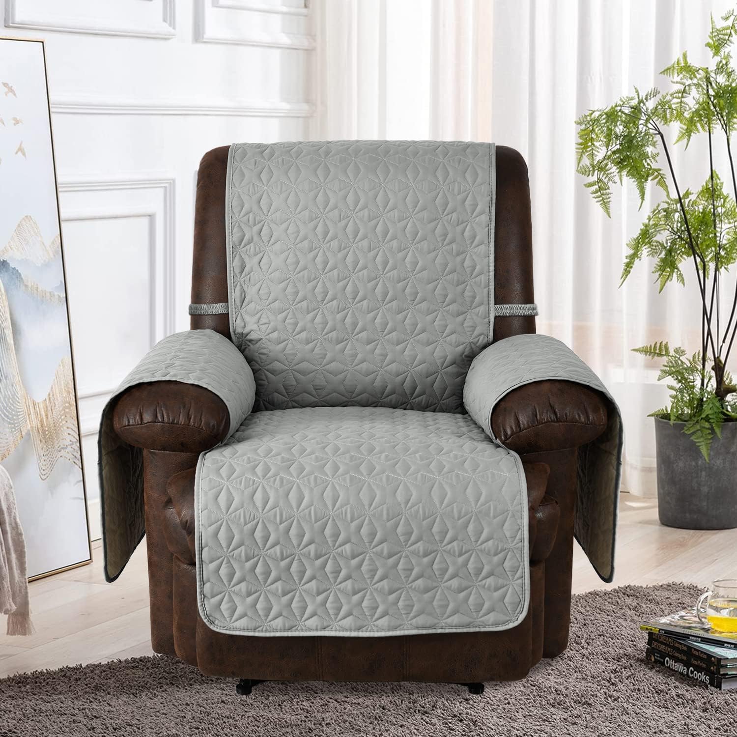 RBSC Home – Cubiertas protectoras para sillón de piel, acolchadas, gruesas, 100 % impermeables y lo suficientemente largas para cubrir la parte del