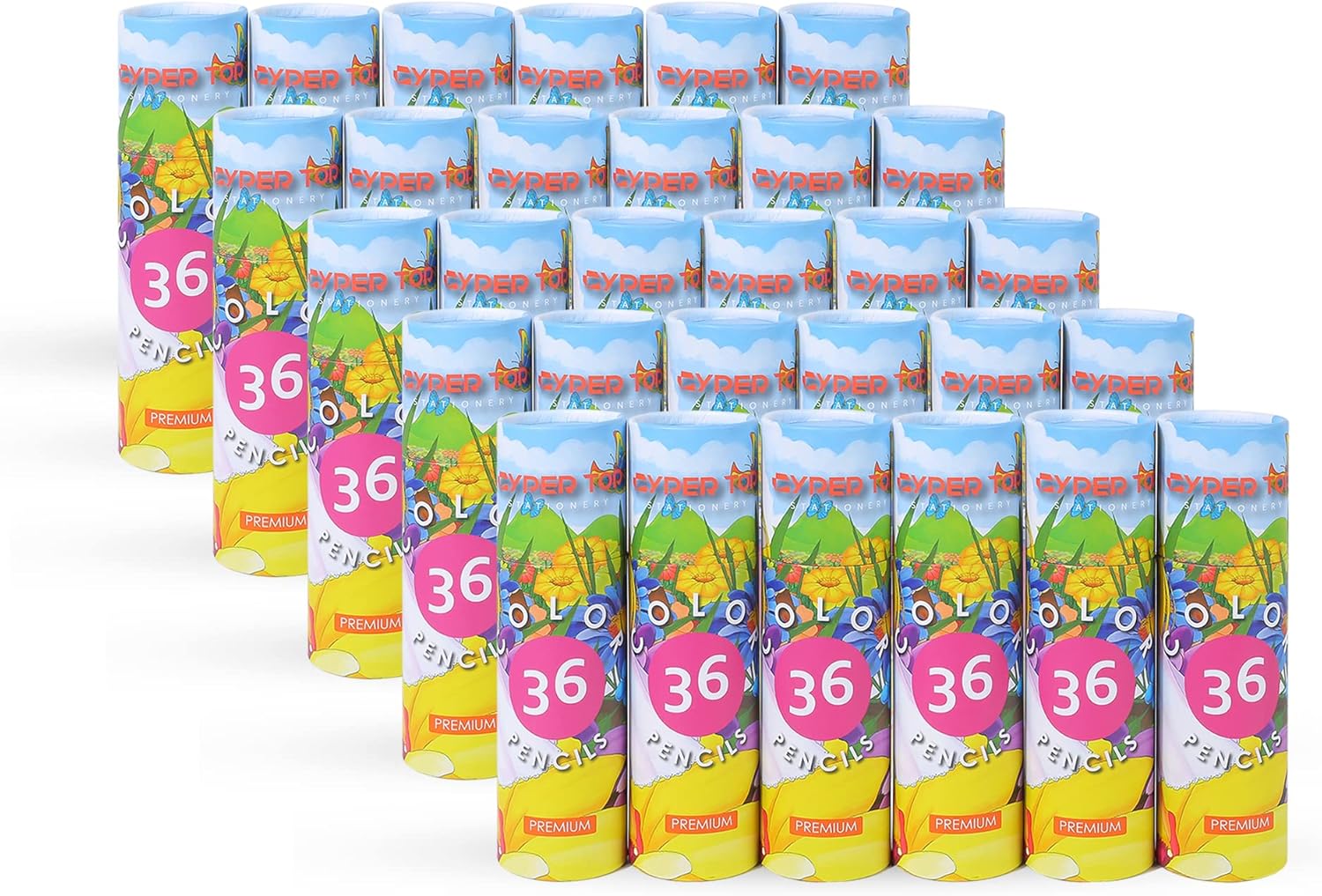 cyper top Juego de 30 cajas de 36 lápices de colores para adultos, lápices de colores preafilados para niños, 30 cajas, paquete de 36 colores