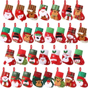30 mini medias de Navidad a granel de 6.3 pulgadas, mini medias de Navidad 3D, soporte para tarjetas de regalo, muñeco de nieve, Papá Noel, reno, 30 mini medias de Navidad a granel de 6.3 pulgadas, mini medias de Navidad 3D, soporte para tarjetas de regalo, muñeco de nieve, Papá Noel, reno,