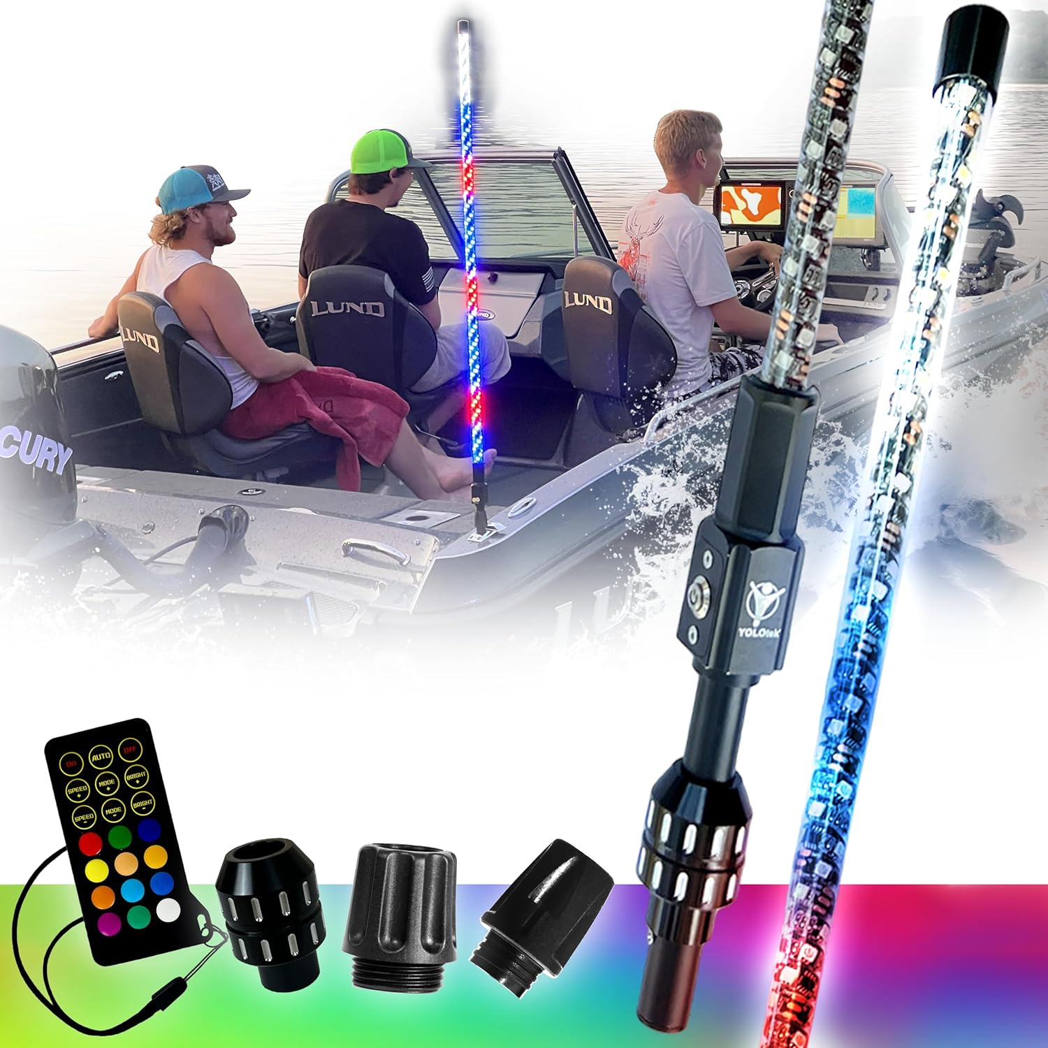 YOLOtek NavLIGHT SHOW US Veteran Owned! 360 Coast Guard 2NM aprobado multicolor luces de navegación para barcos luces LED para látigo de látigo de