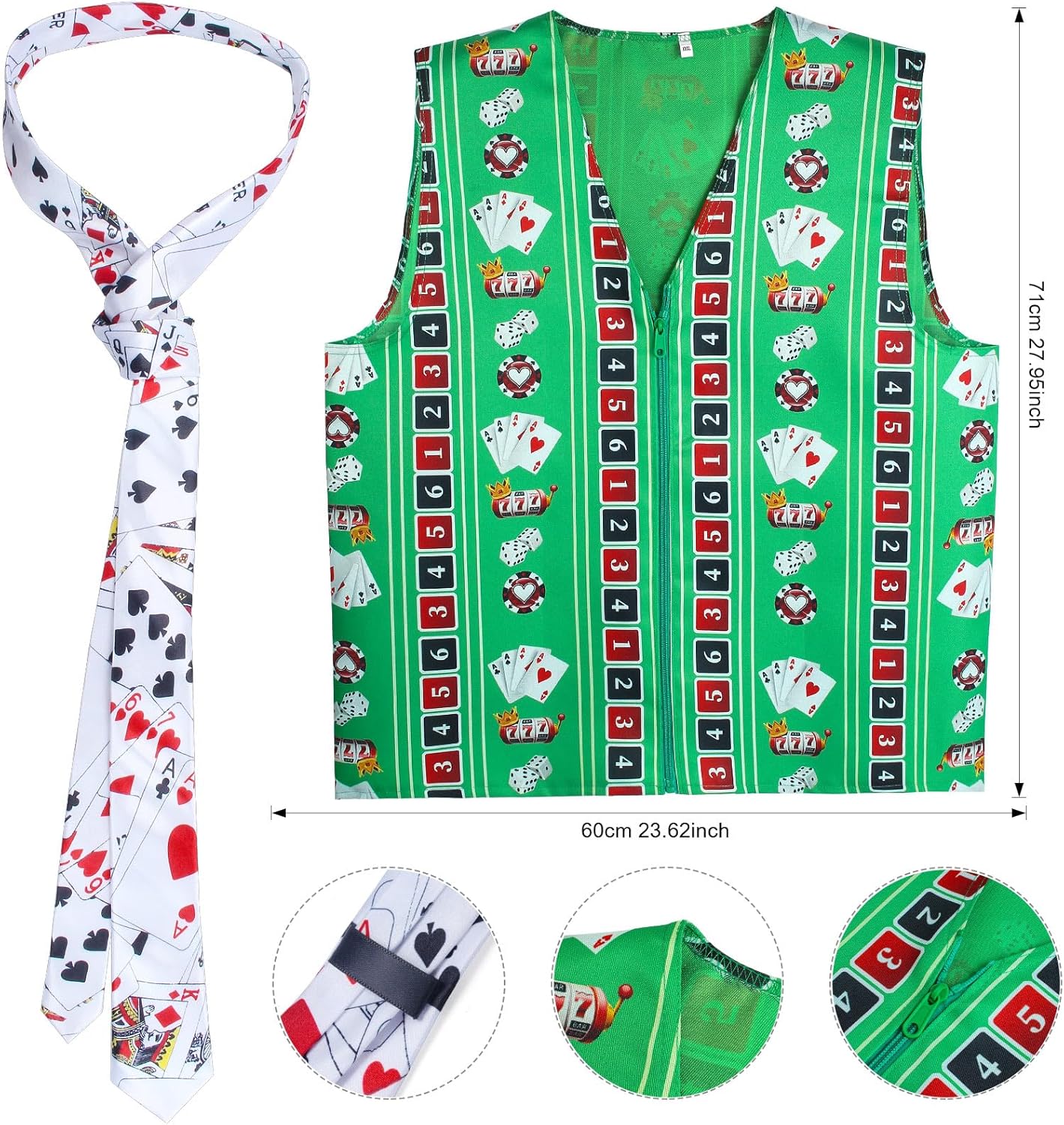 Juego de chaleco de distribuidor de casino, viseras de distribuidor, sombrero, pajarita, tarjeta de juego, corbata, brazalete, para Las Vegas, juego