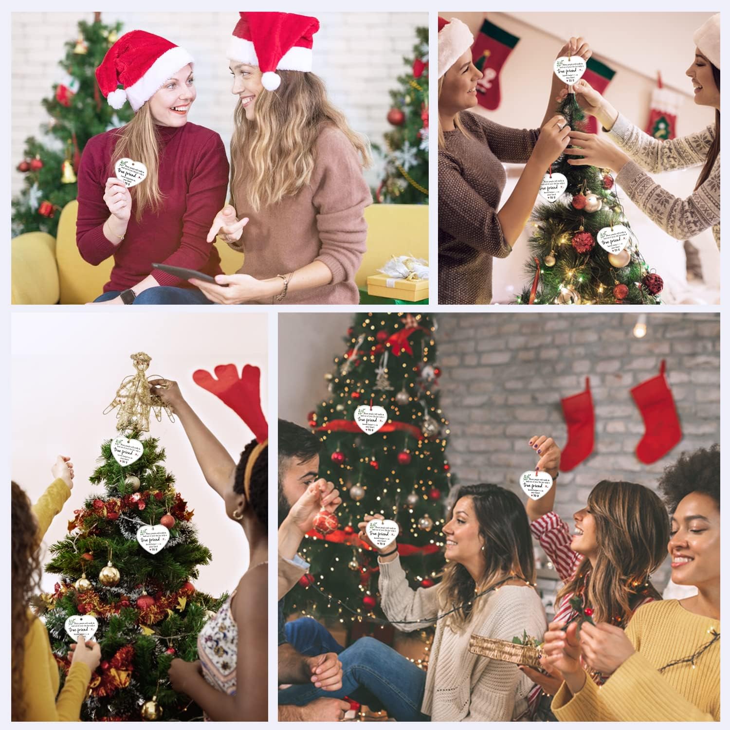 Adorno de Navidad 2023 para mujeres, decoración de árbol de Navidad, adorno de BFF para amigos, hermana, él, ella, novio, novia, verdadera amiga,