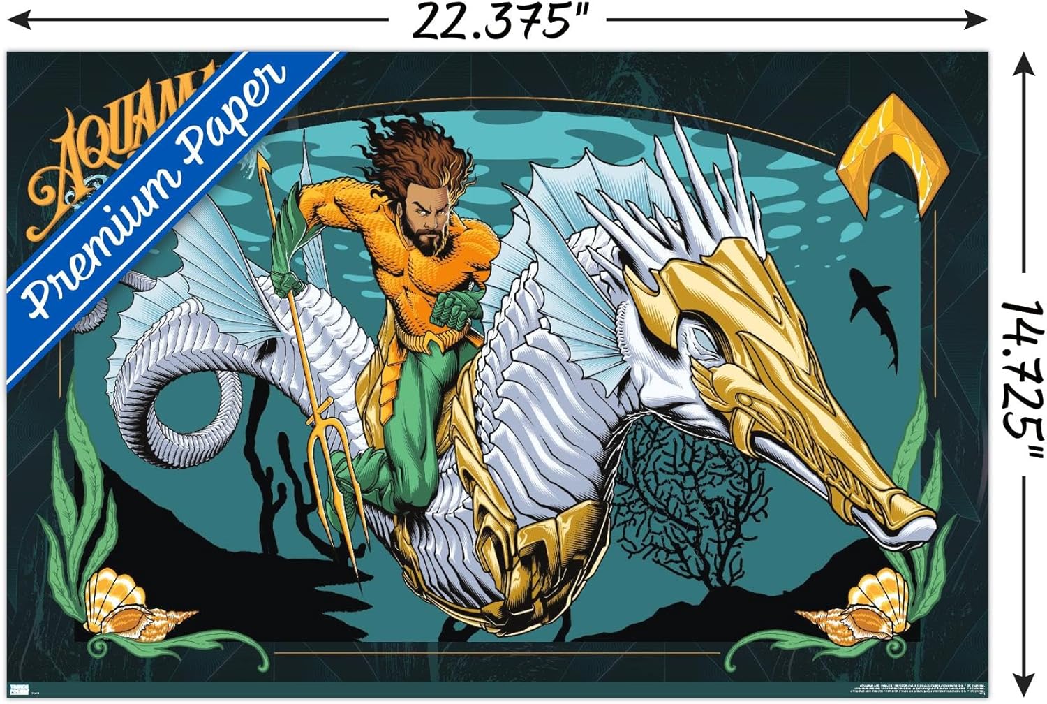Trends International DC Comics Movie Aquaman y el Reino Perdido – Póster de pared con ilustración de Aquaman, 14.72 x 22.37 pulgadas, versión