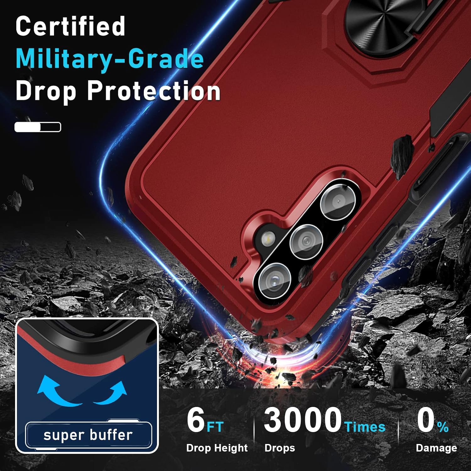 Janmitta Funda para Samsung Galaxy A14 5G con protector de pantalla + protector de lente de cámara, resistente a prueba de golpes, funda protectora