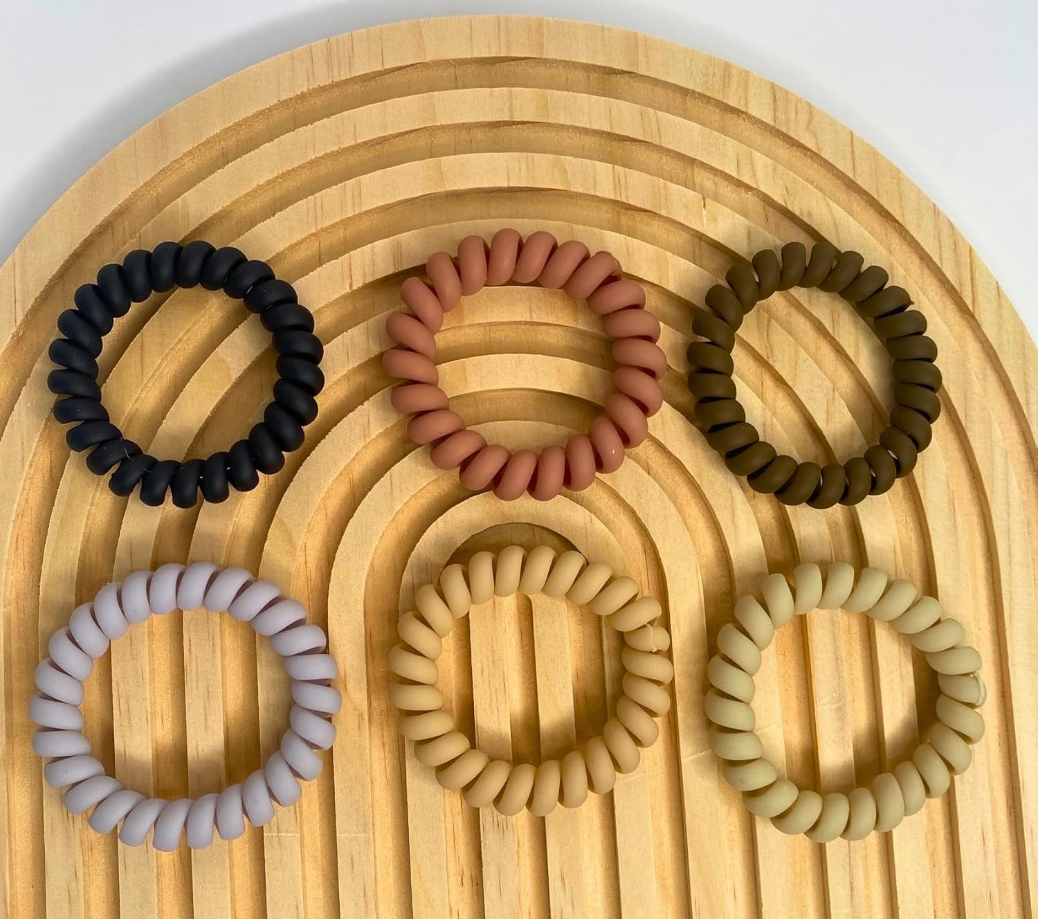 Lazos para el cabello en espiral, 6 unidades, sin pliegues, bandas para el cabello en espiral, coleteros de plástico para teléfono, bandas para el