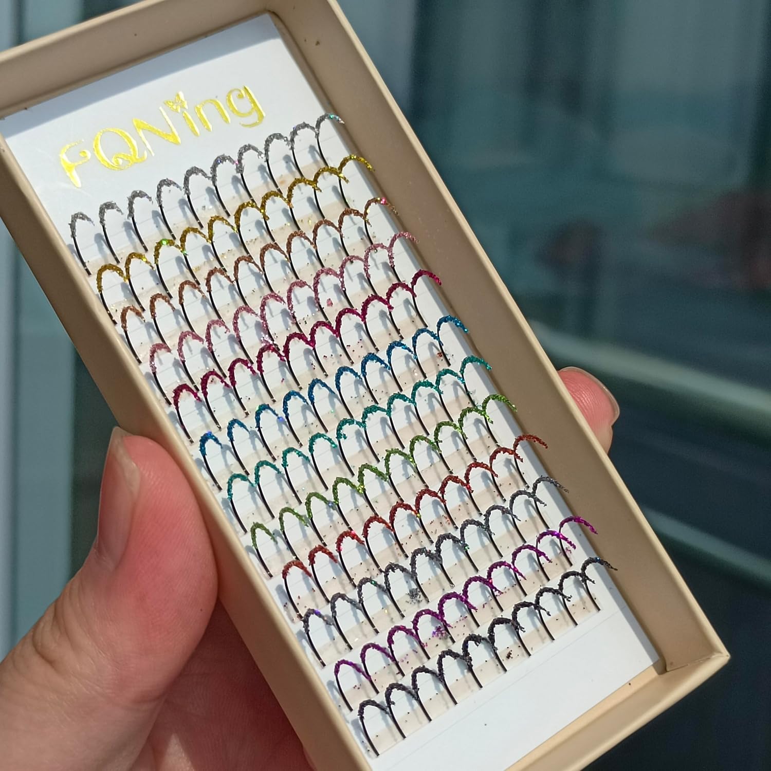 Extensiones de pestañas con purpurina láser, 12 colores, mezcla de puntas, suministros profesionales de 0.59 pulgadas, 0.20 D (mezcla de 12 colores)