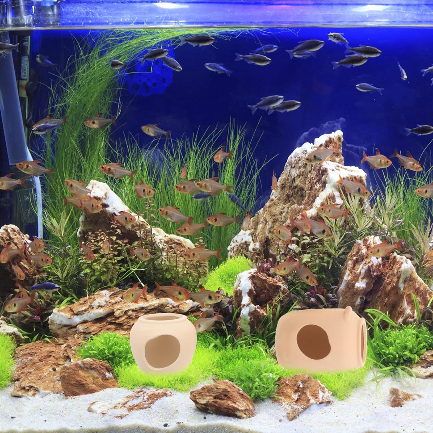 Ipetboom Decoración de acuario cueva de peces refugio adornos bajo el agua escondite lugar cueva de peces acuario cueva de camarones cuevas para