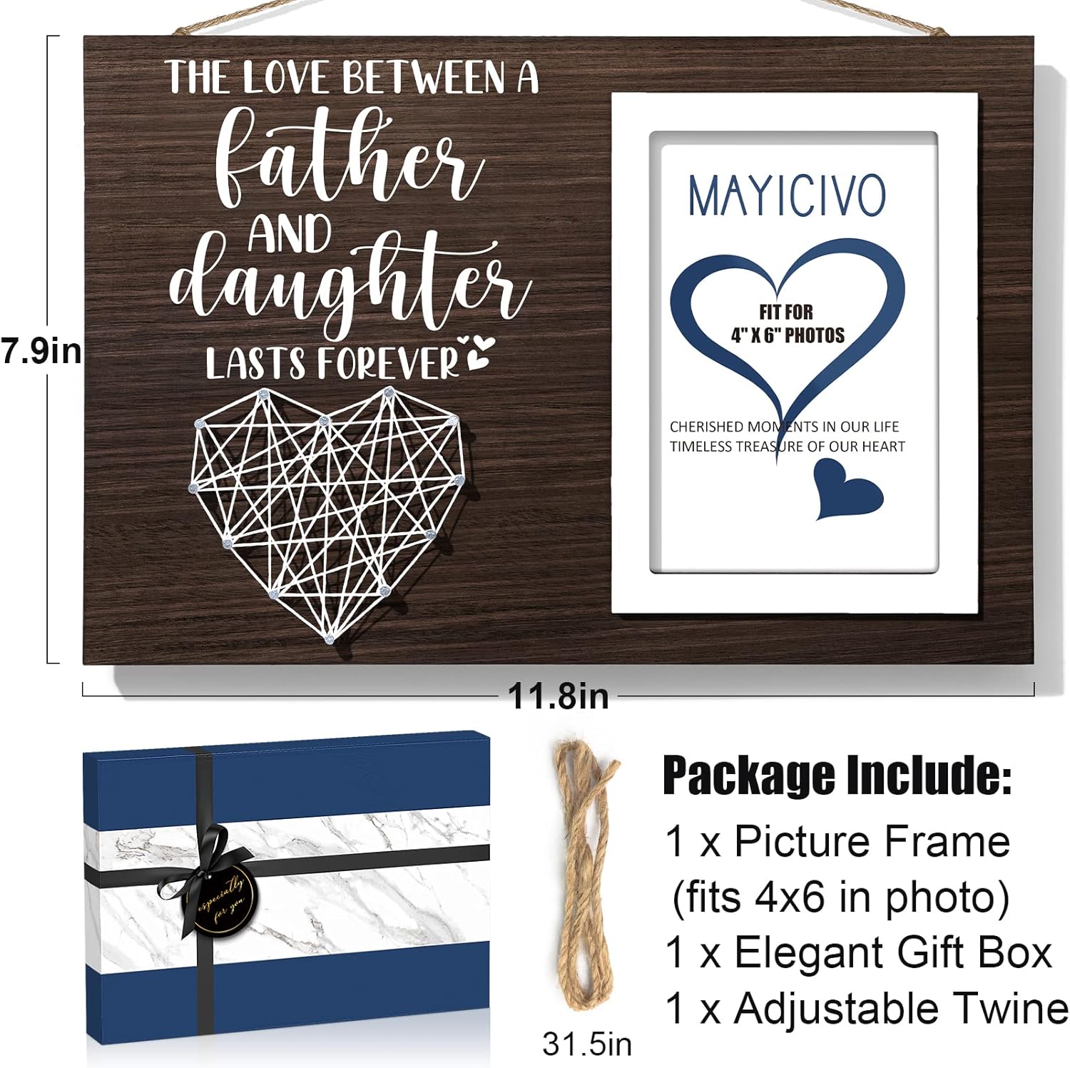 Regalos de Navidad para papá de parte de su hija, marco de fotos únicos, regalos para el mejor papá, regalos de Navidad para papá que no quiere