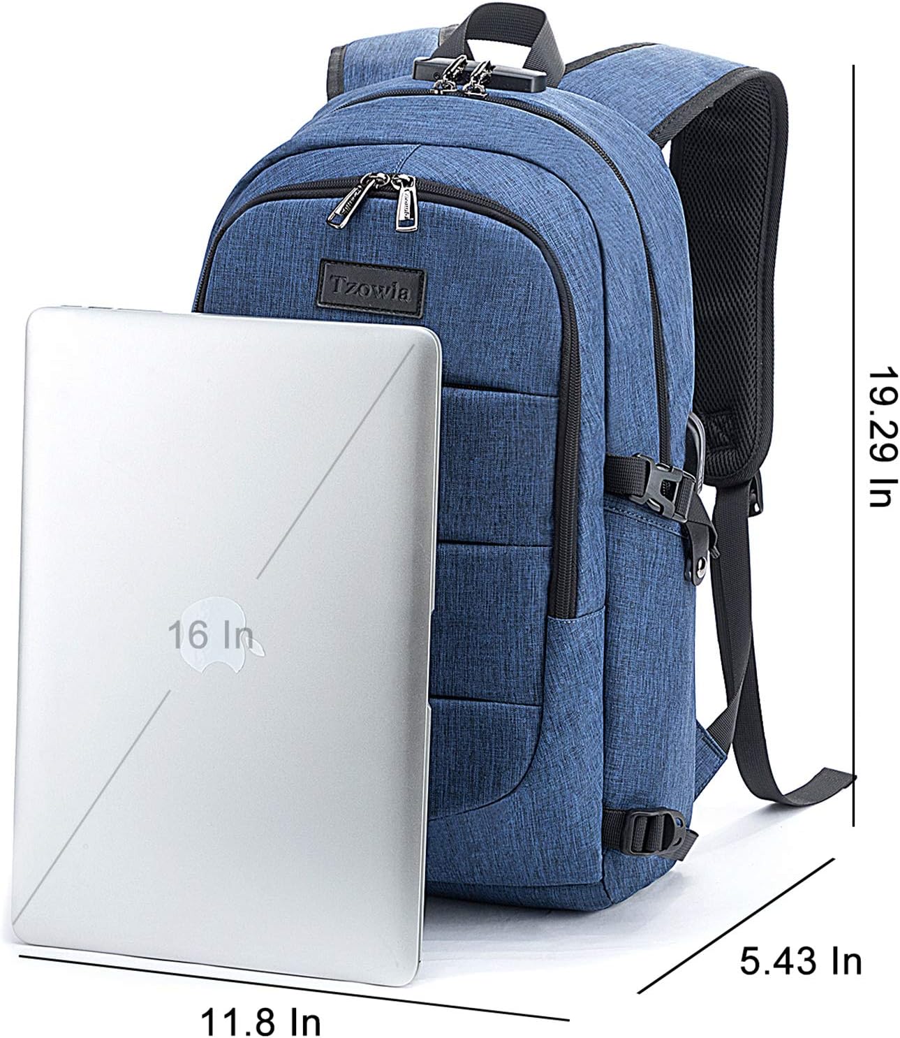 Tzowla, mochila de negocios para computadora portátil antirrobo, con puerto de carga USB y bloqueo de 15,6 pulgadas para mujeres y hombres, mochila