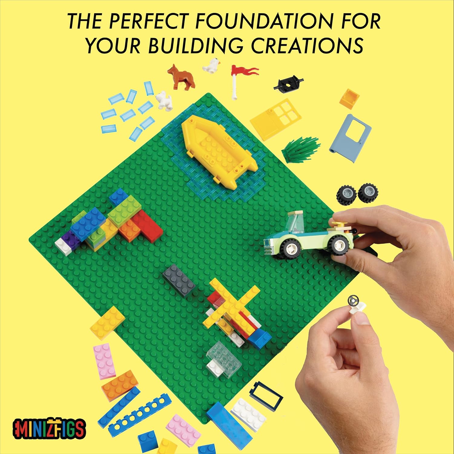 Placa base clásica para construcción de ladrillos de construcción  100% compatible con las principales marcas de placa base  10 x 10 pulgadas  Azul,
