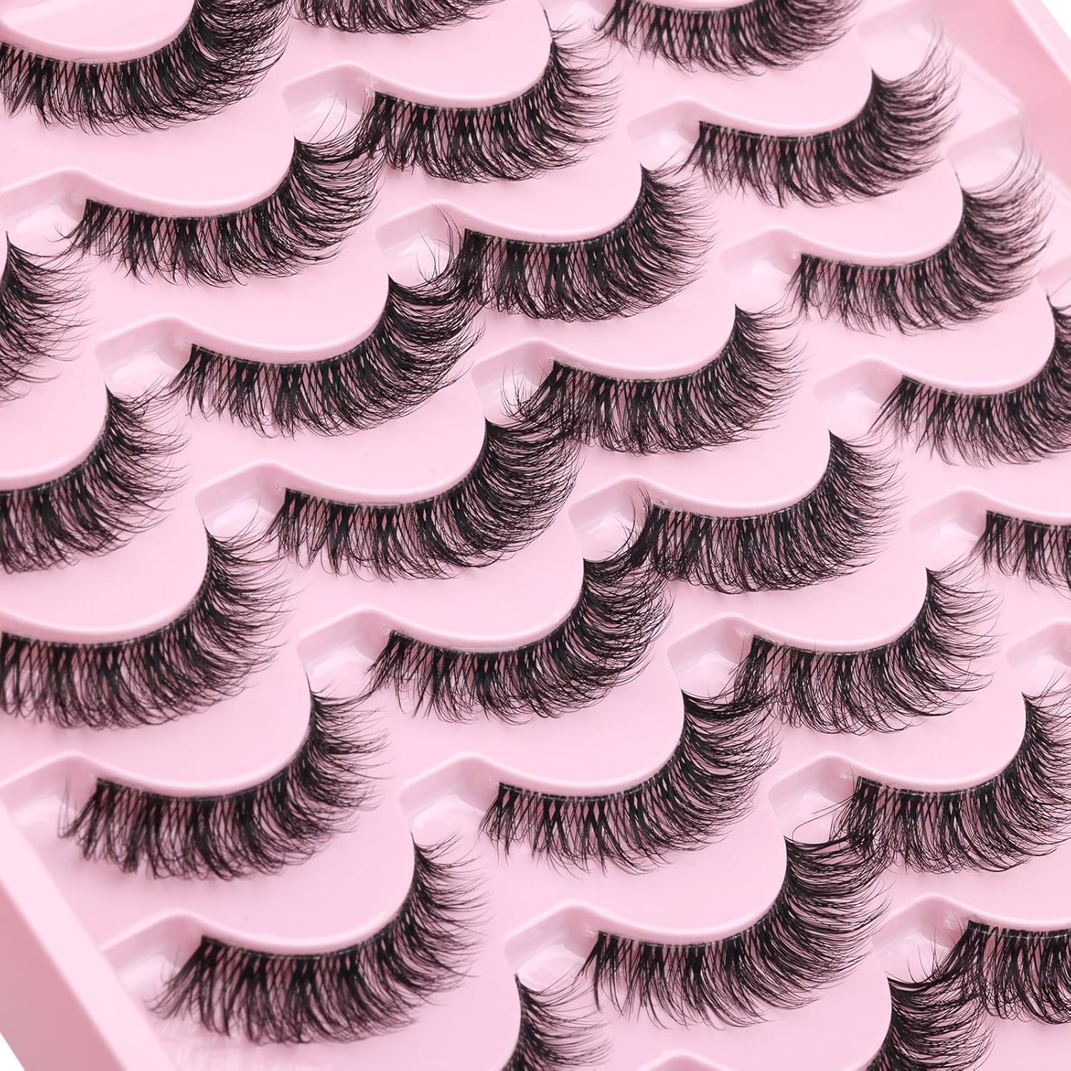 Pestañas de ojo de gato, pestañas postizas de banda transparente, pestañas postizas esponjosas de aspecto natural, 16 pares de pestañas de visón